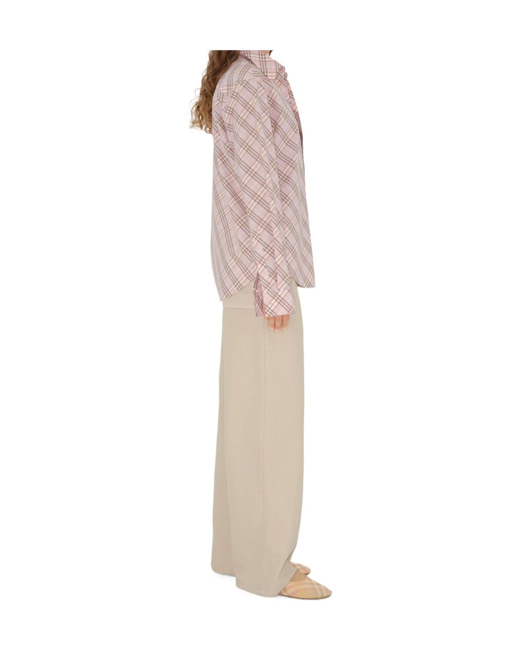 Burberry Pink Logo Embroidered Checkered Shirt