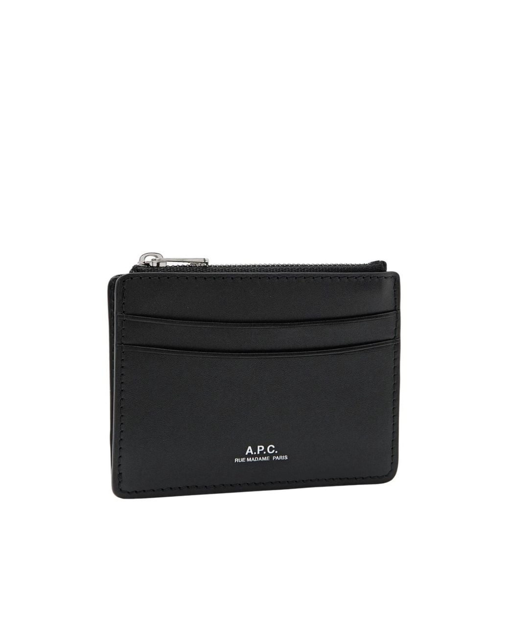A.P.C. Black Logo Printed Zipped Card Case for men