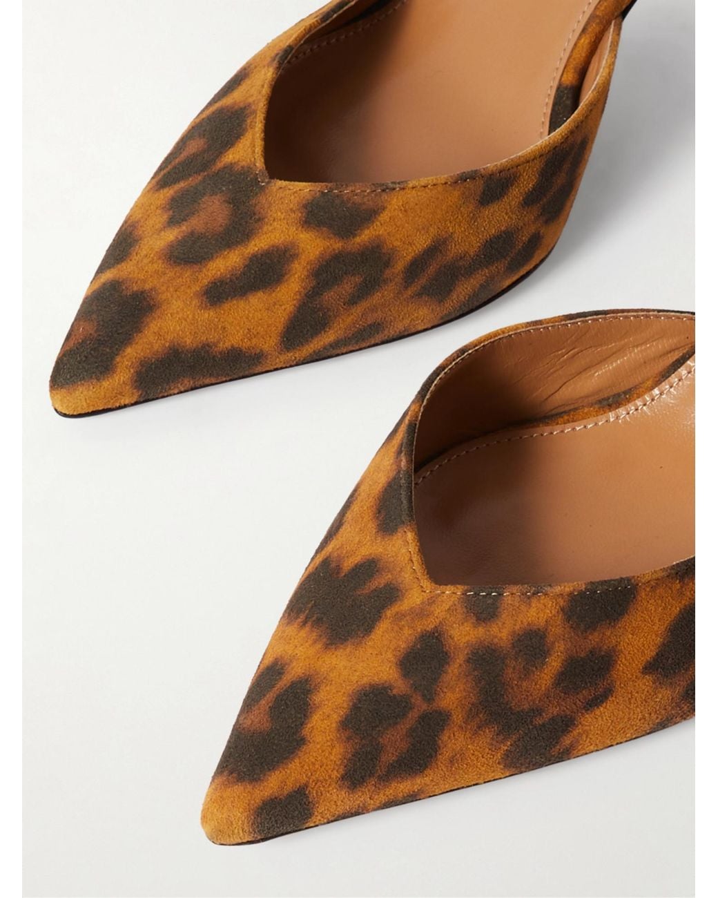 Aquazzura White Leopard-Print Suede Pumps