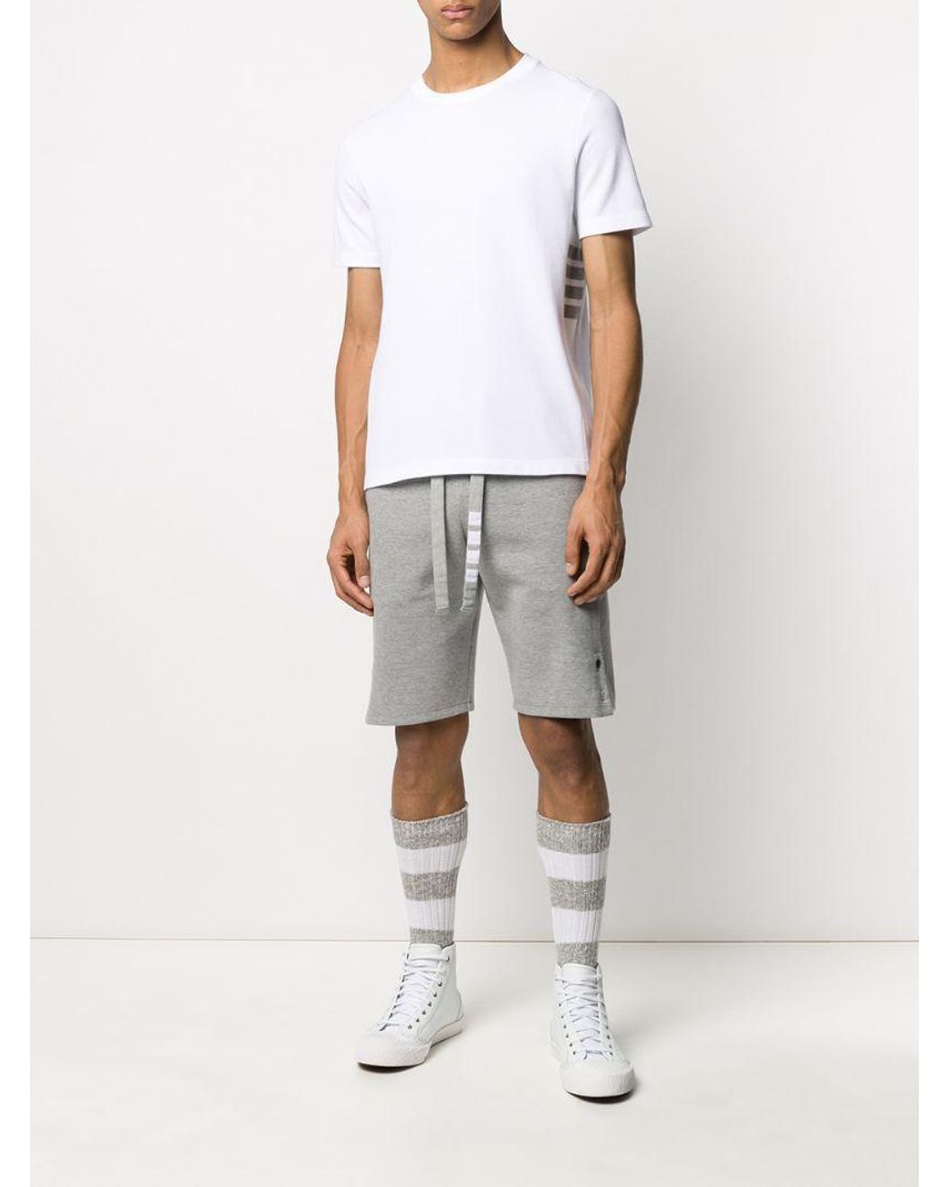 Thom Browne White Crew Neck Short Sleeve T-Shirt for men