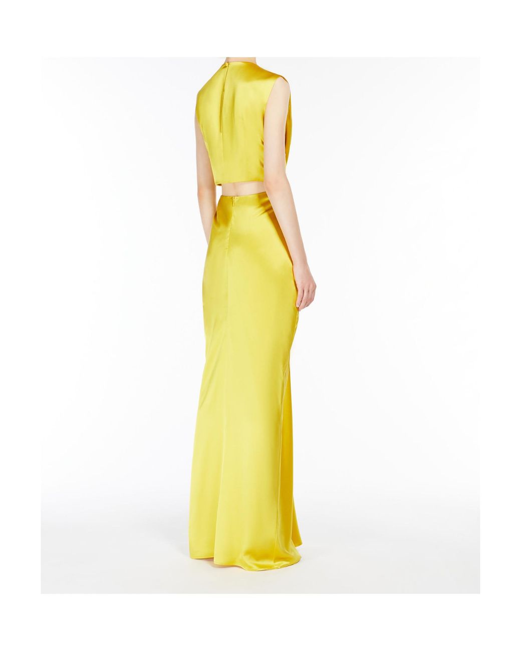 Max Mara Yellow Pianoforte Panaro Hourglass Gathered Sleeveless Dress
