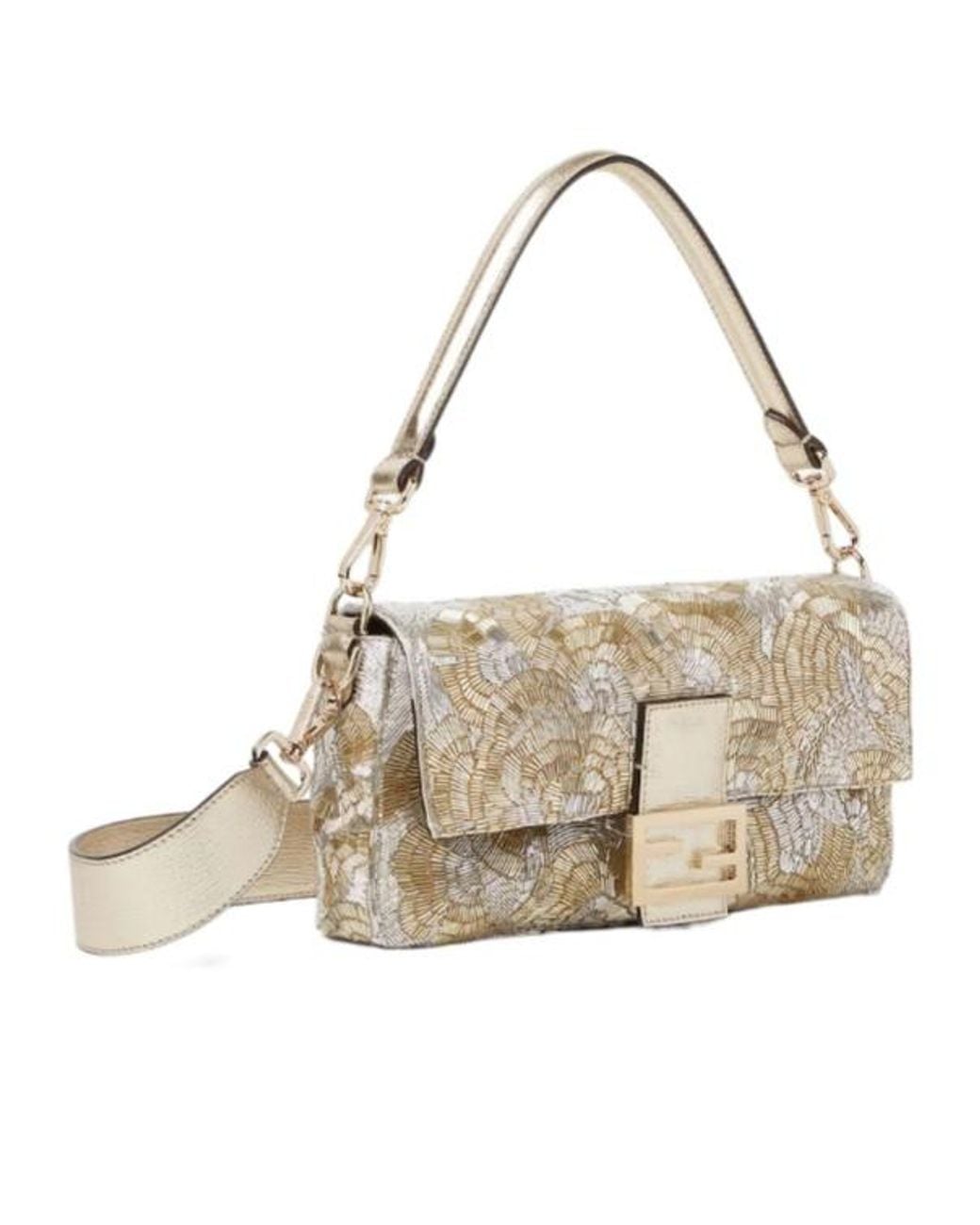 Fendi White Baguette And Embroidered Bag