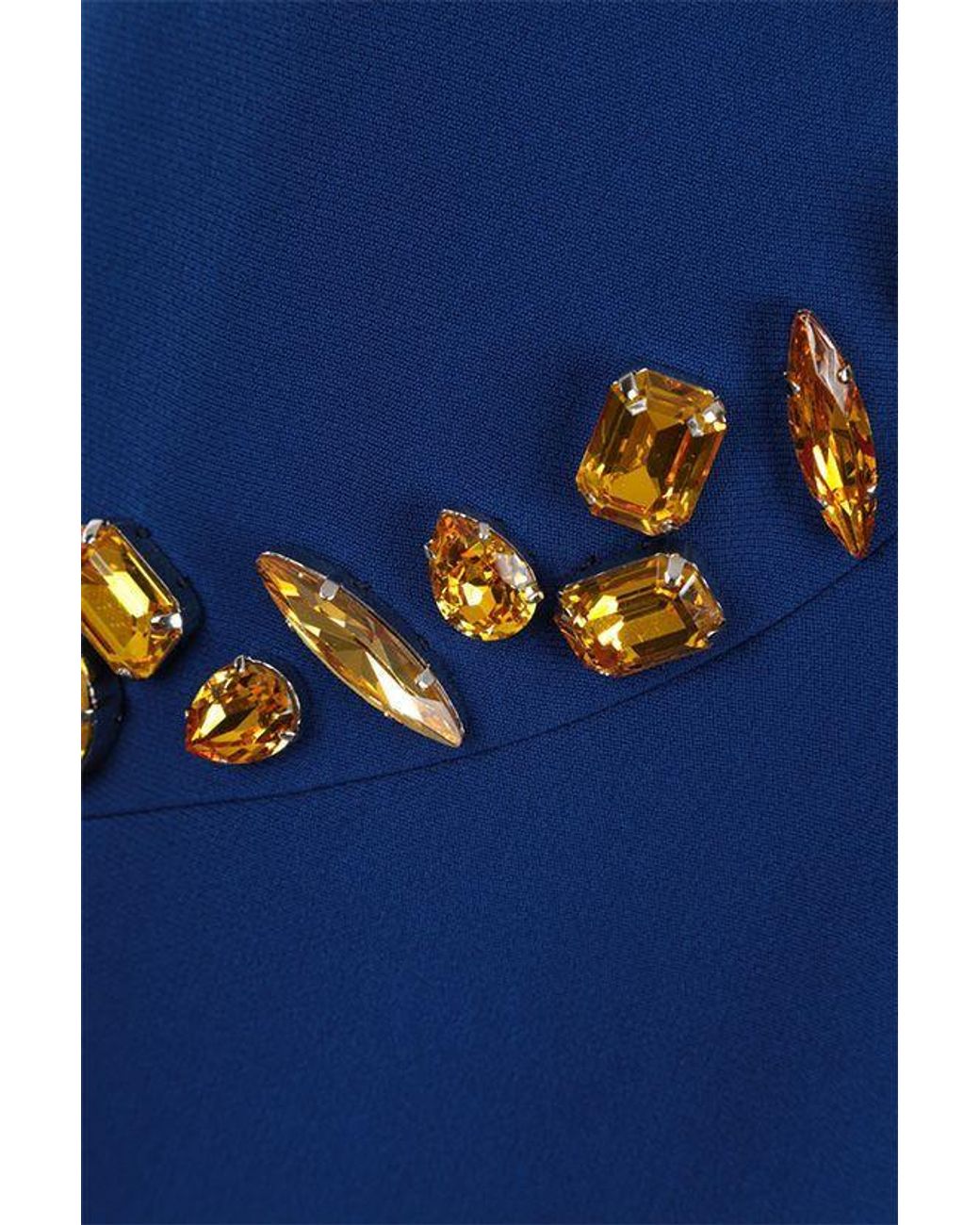 Prada Blue Crystal-Embellished V-Neck Dress