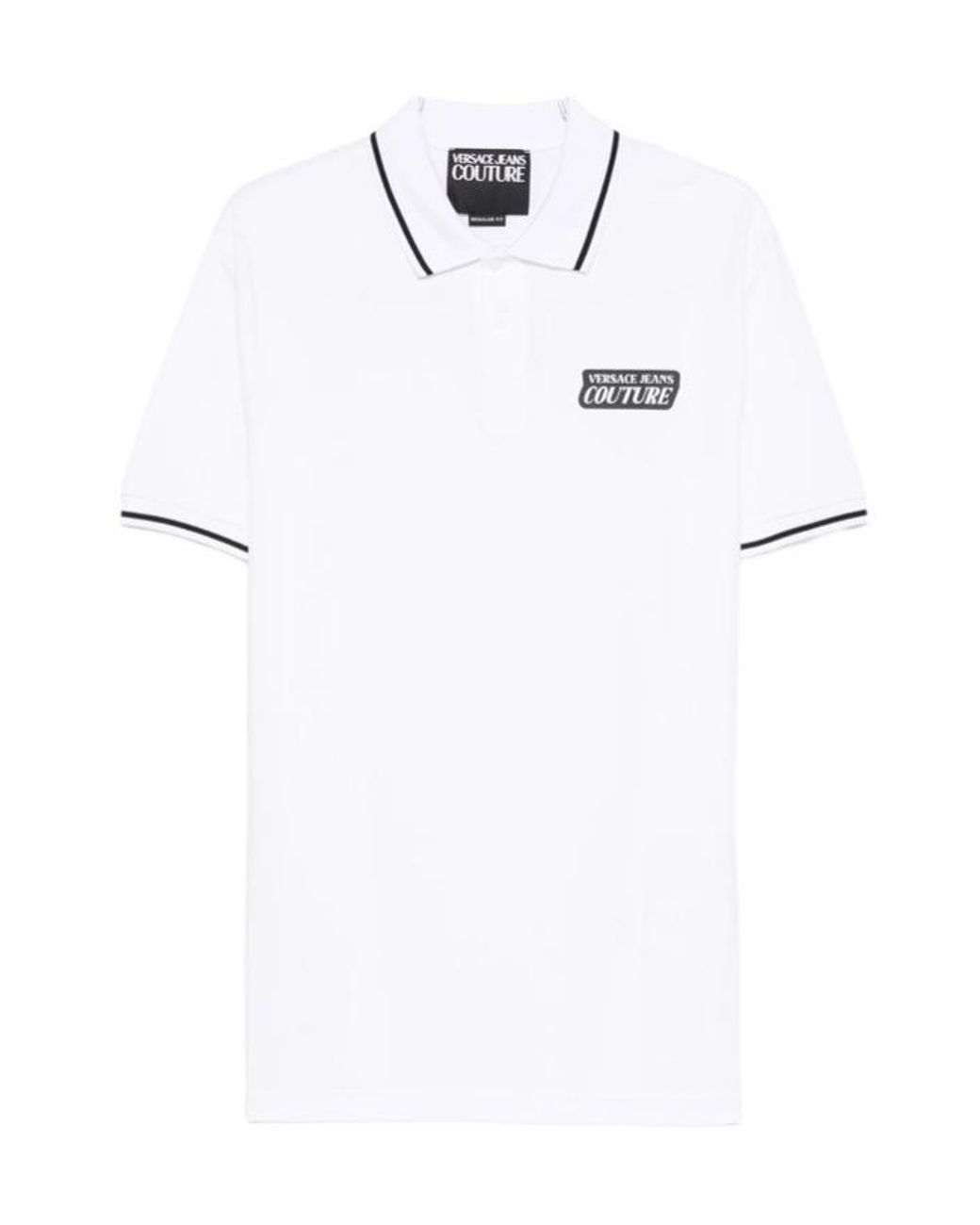 Versace White Logo-Print Polo Shirt for men