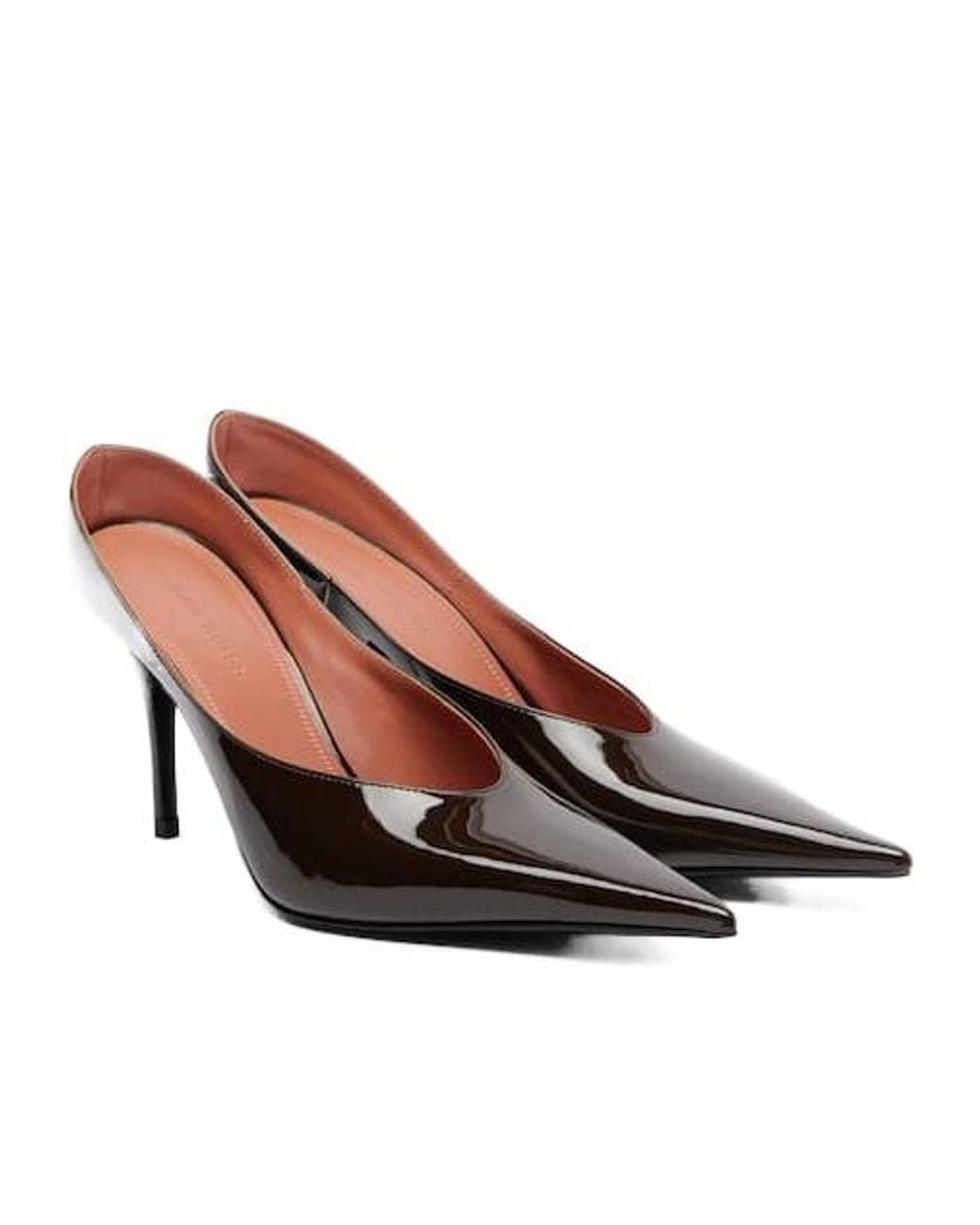 AMINA MUADDI Brown Patent Leather Pumps