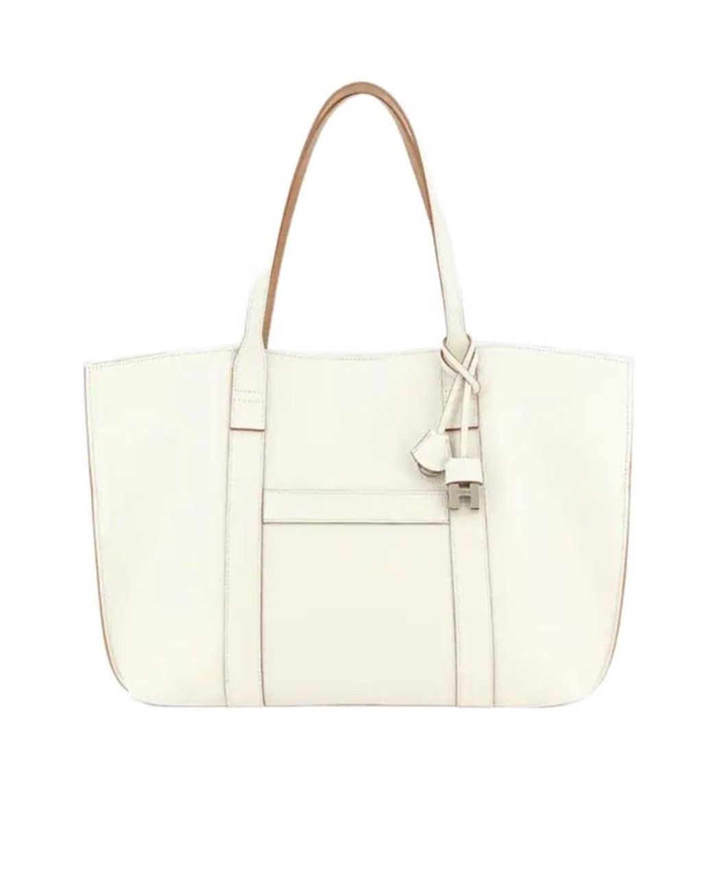 Hogan White Hanging Accent Script Top Handle Bag