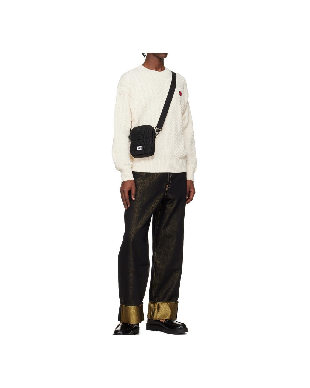 KENZO Black Logo Detailed Shoulder Bag for men