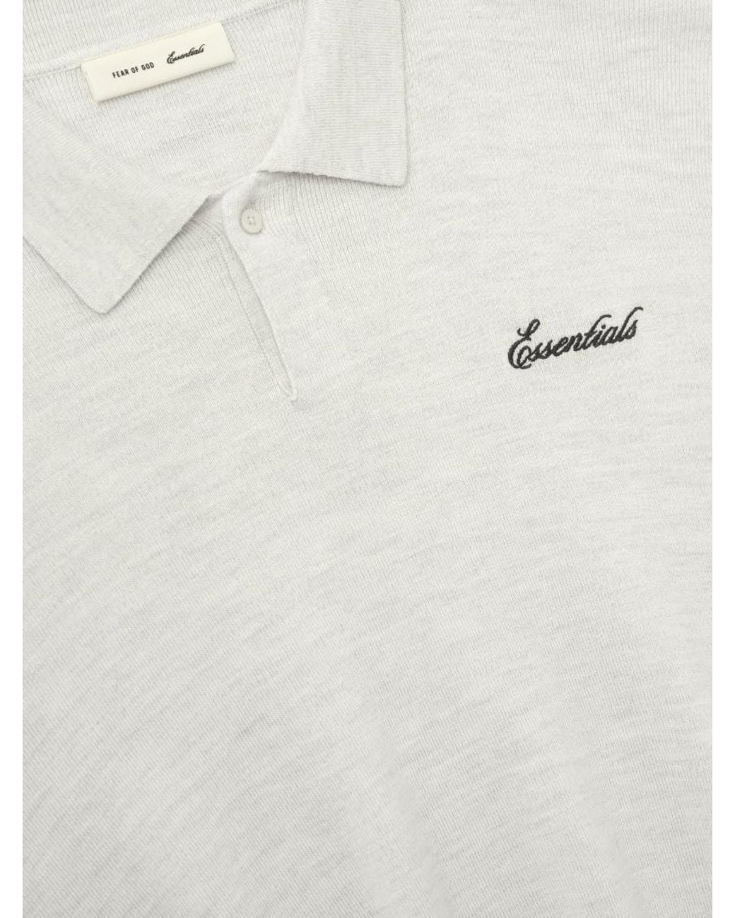 Fear Of God White Essentials Signature Knit Polo Shirt for men