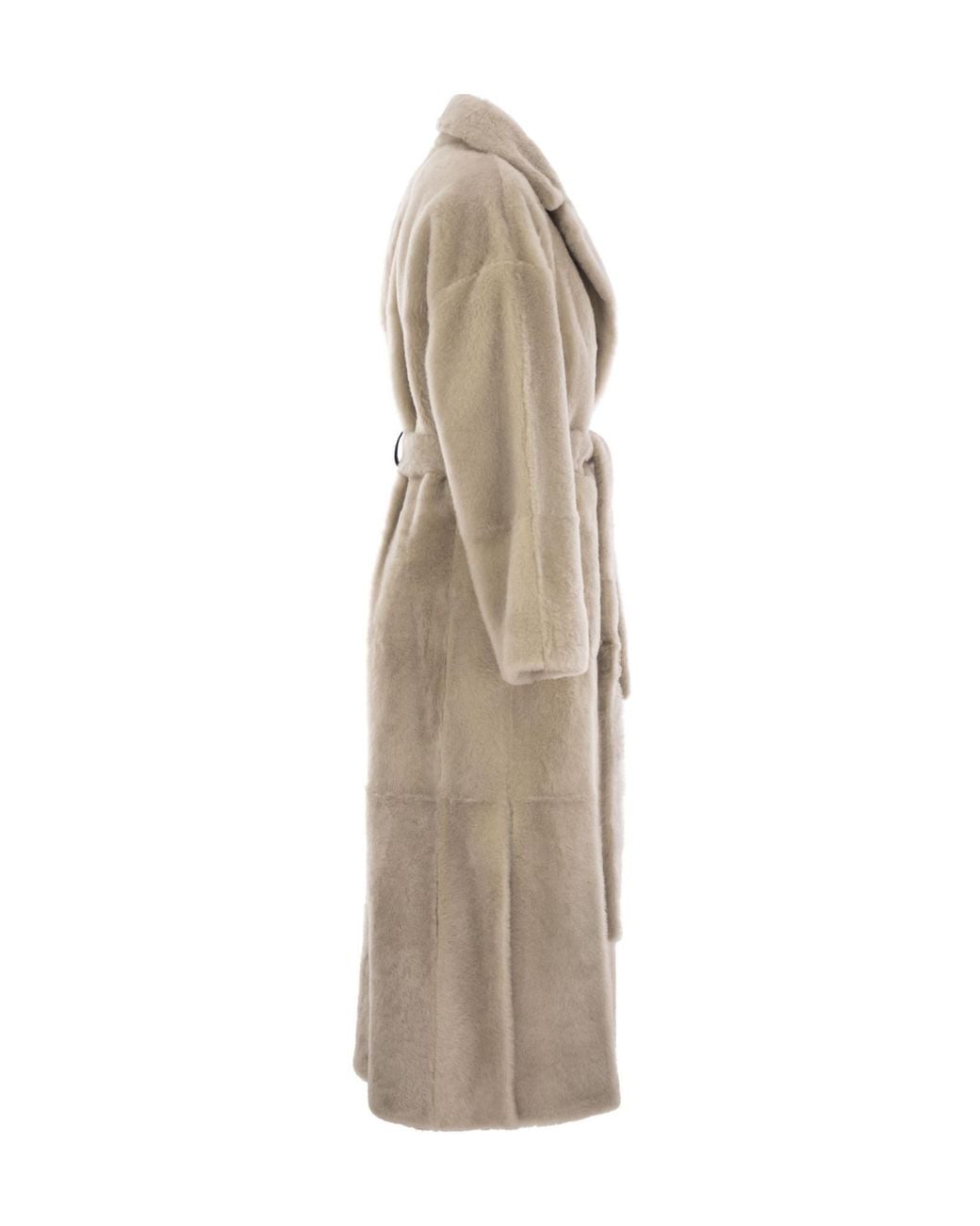 Brunello Cucinelli Natural Shiny Detailed Reversible Shearling Coat