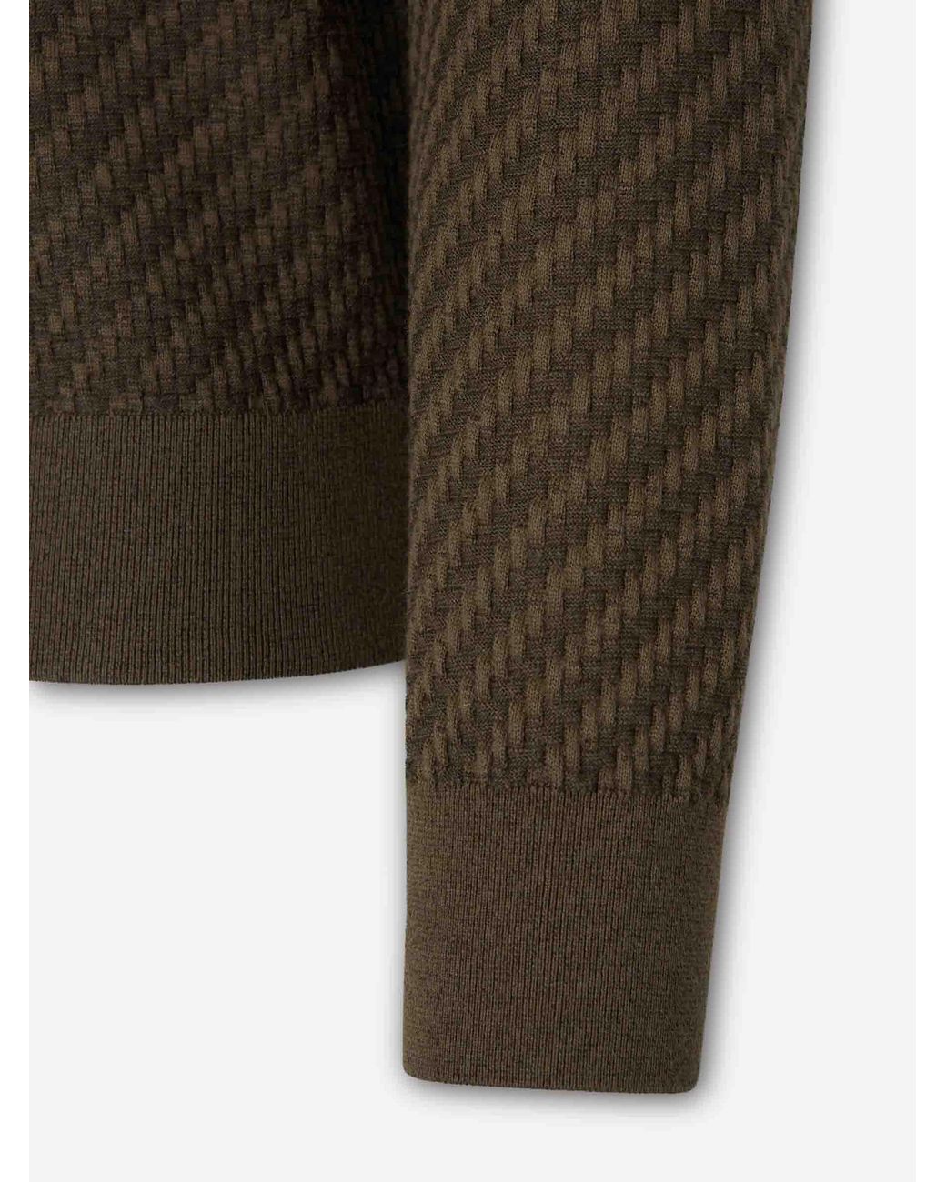 Brioni Green Knitted Zip-Up Cardigan for men