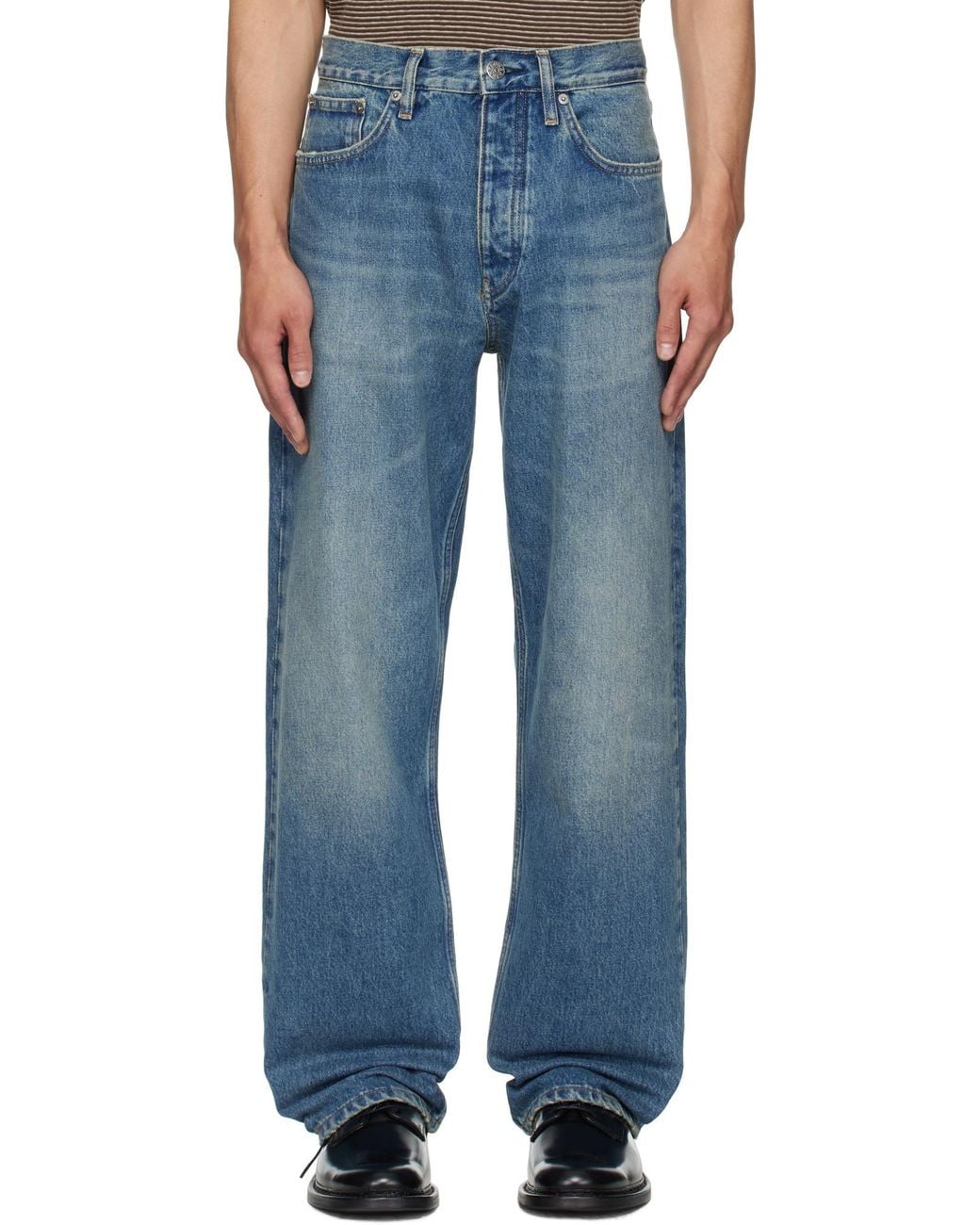 sunflower Blue Logo Patch Wide-Leg Jeans for men