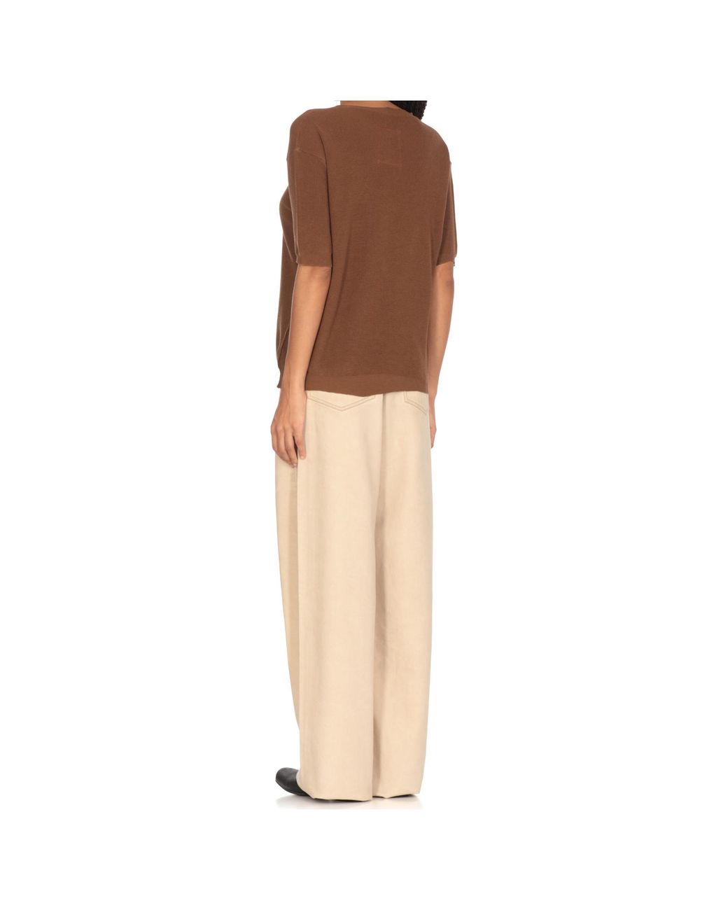 Uma Wang Brown Fringed Pullover Sweater
