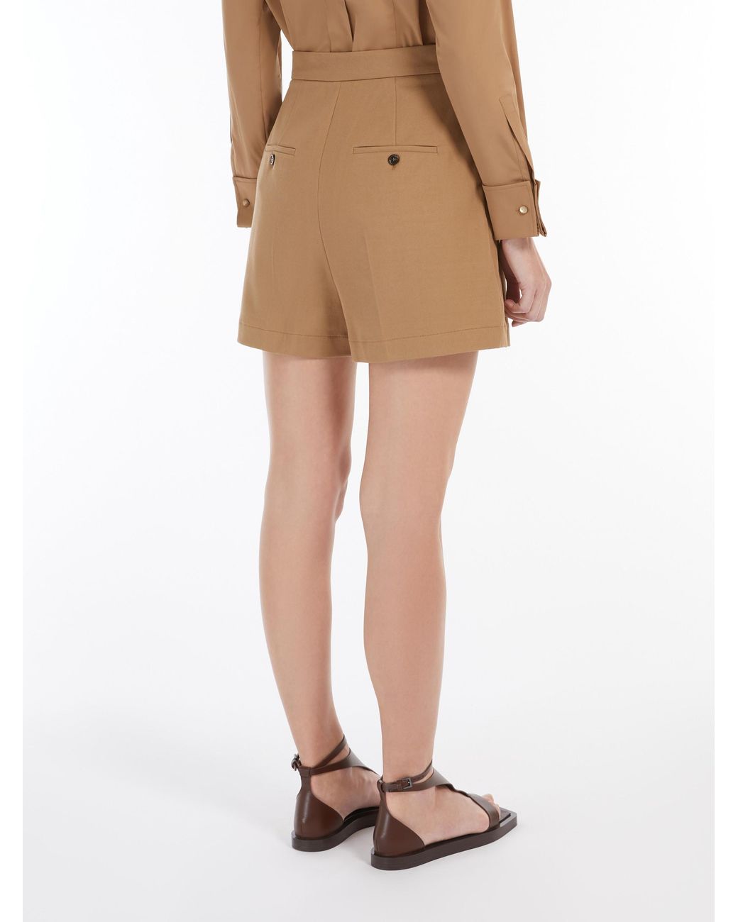 Max Mara Natural Amburgo Pleat Detailed Shorts