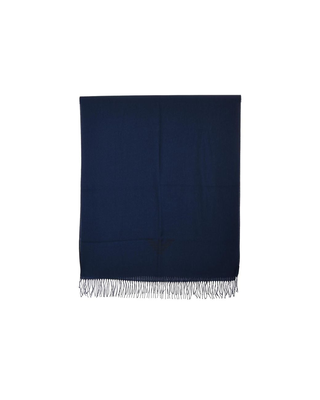 Emporio Armani Blue Logo-Printed Fringed Scarf for men