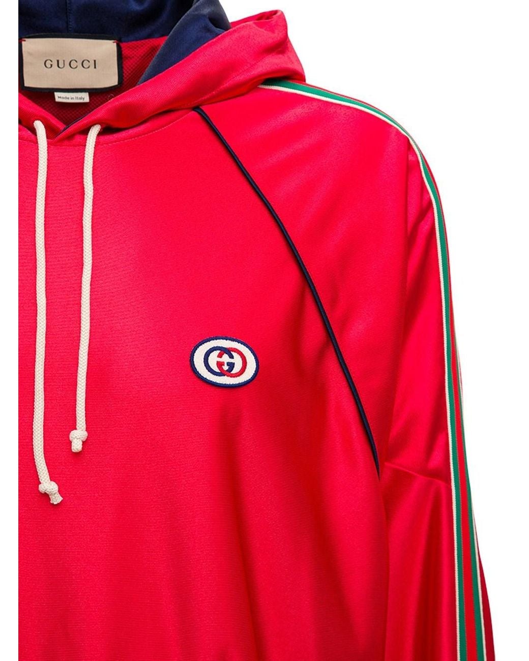 Gucci Red Web G Patch Hoodie for men