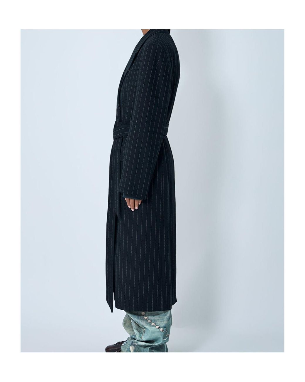 Acne Black Peaked Lapel Trench Coat