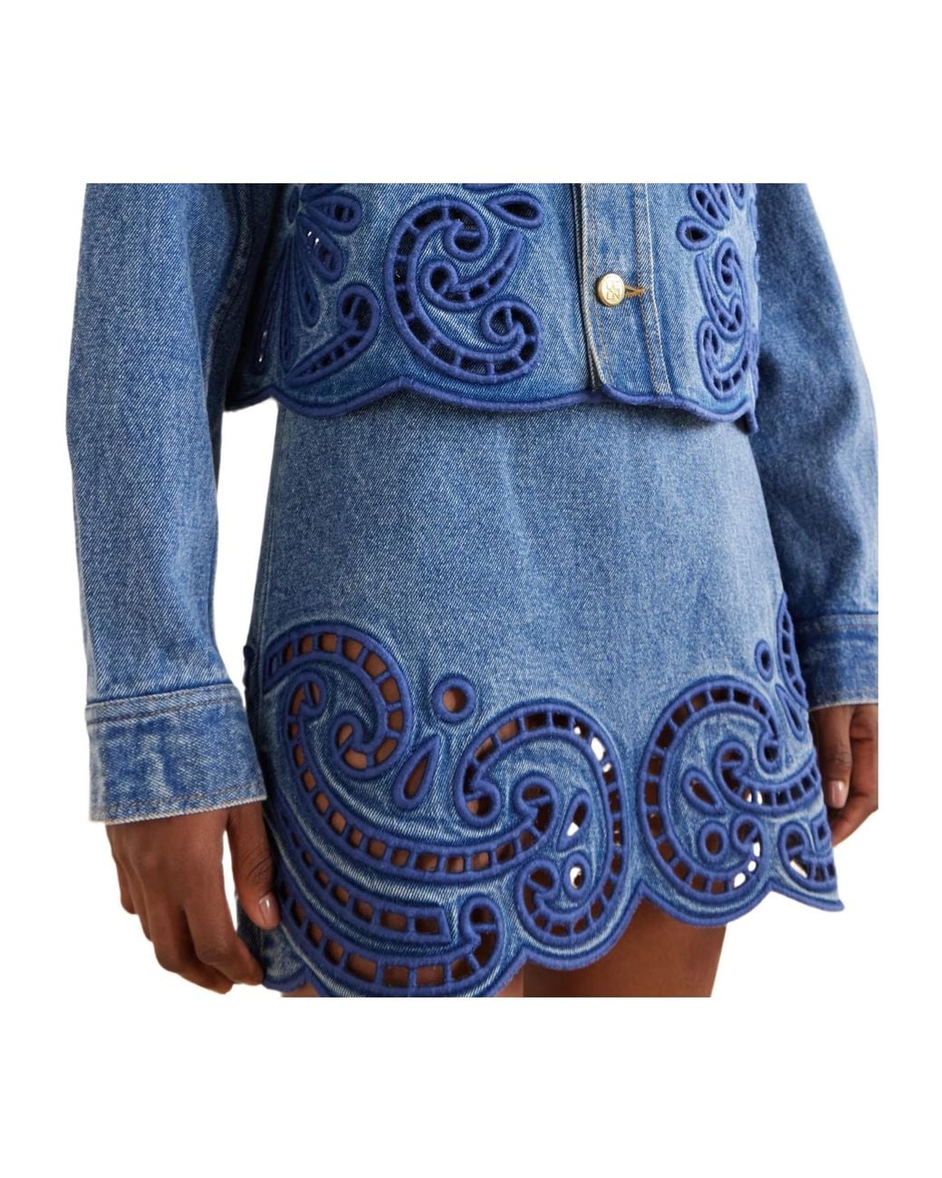 Ulla Johnson Blue Embroidered Denim Jacket