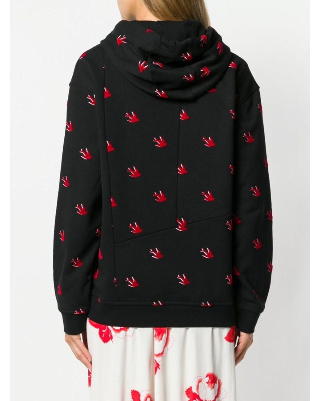 McQ Alexander McQueen Black Swallow Print Hooded Sweatshirt