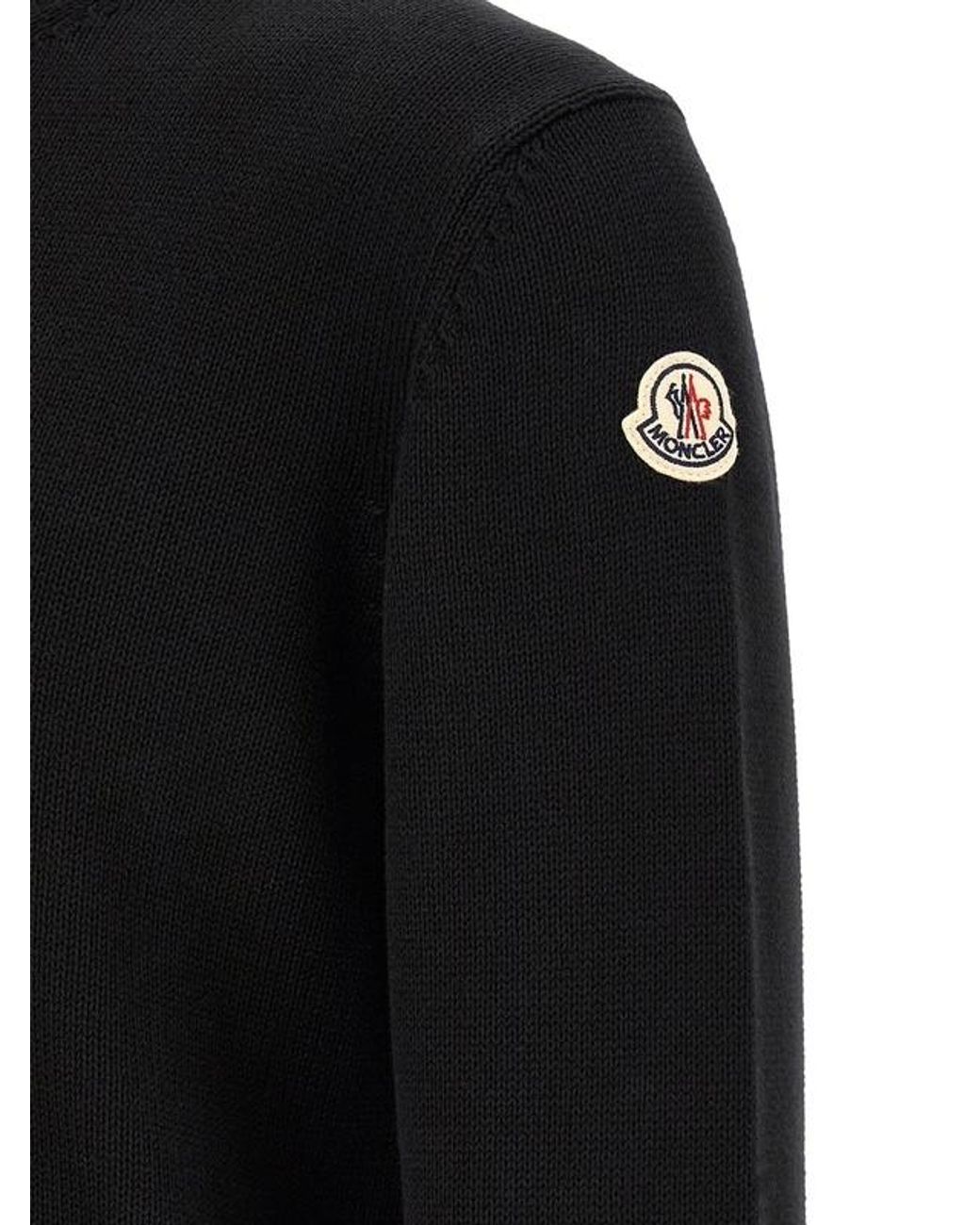 Moncler Black Logo Patch Crewneck Jumper for men