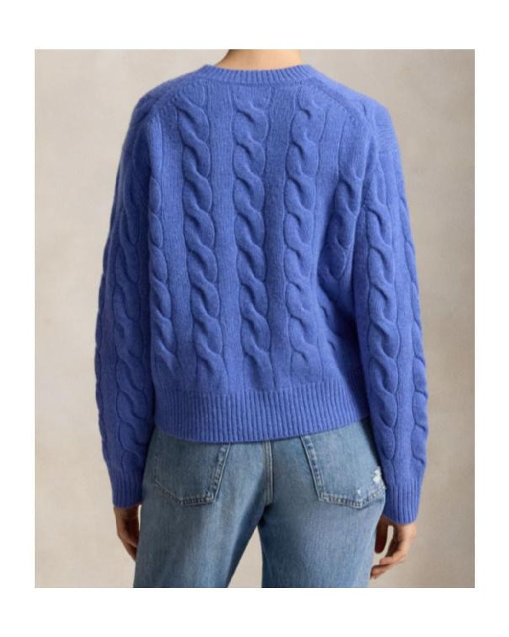 Polo Ralph Lauren Blue Logo Embroidered Cable-Knitted Jumper