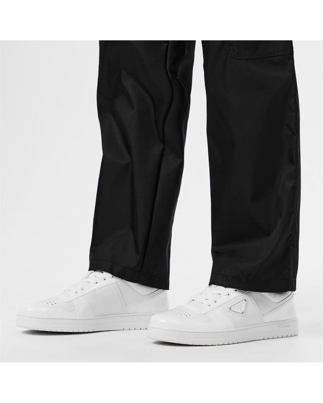 Prada White Downtown Leather Low Top Trainers for men