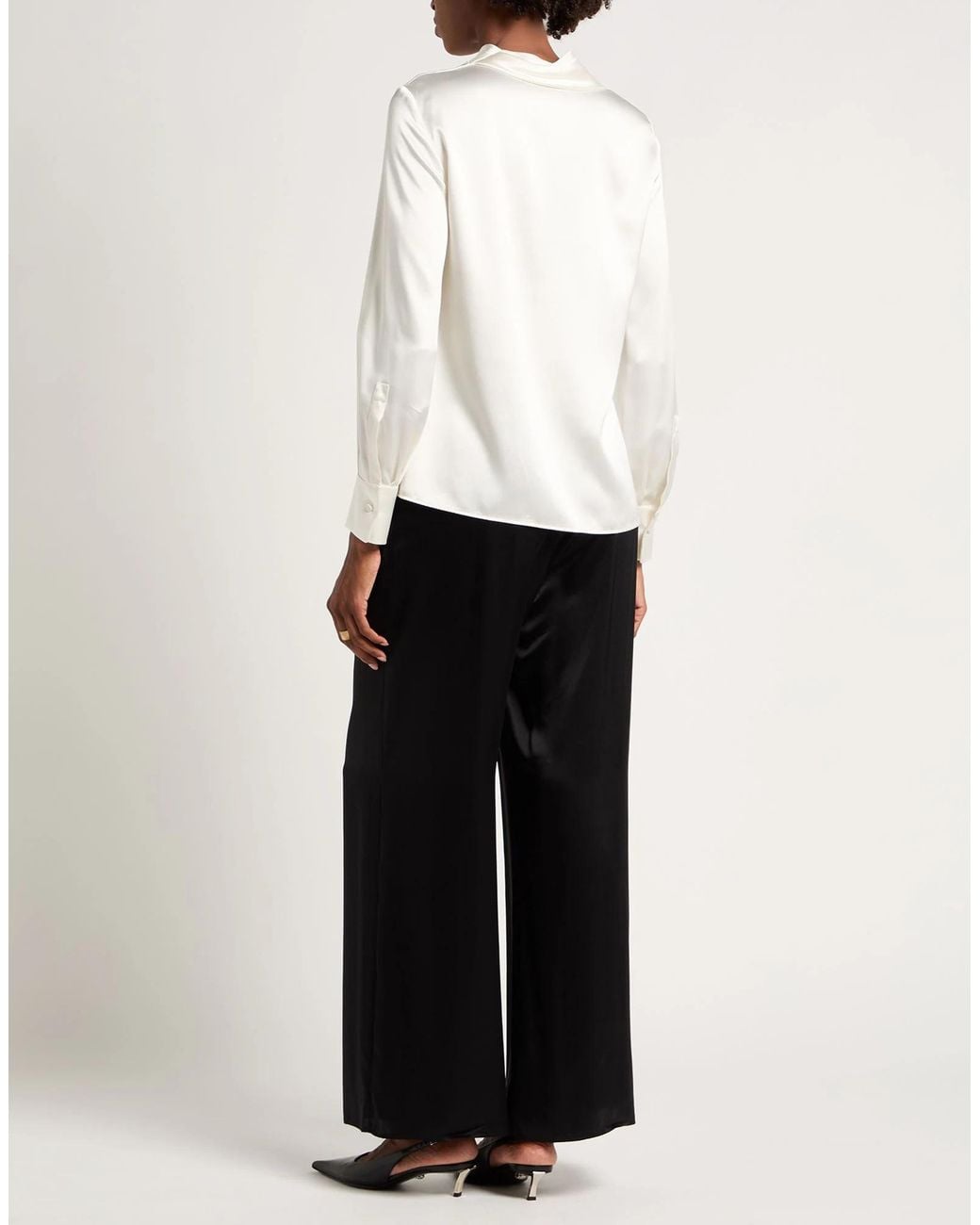 Max Mara White A Simple Solid-Color Satin Top