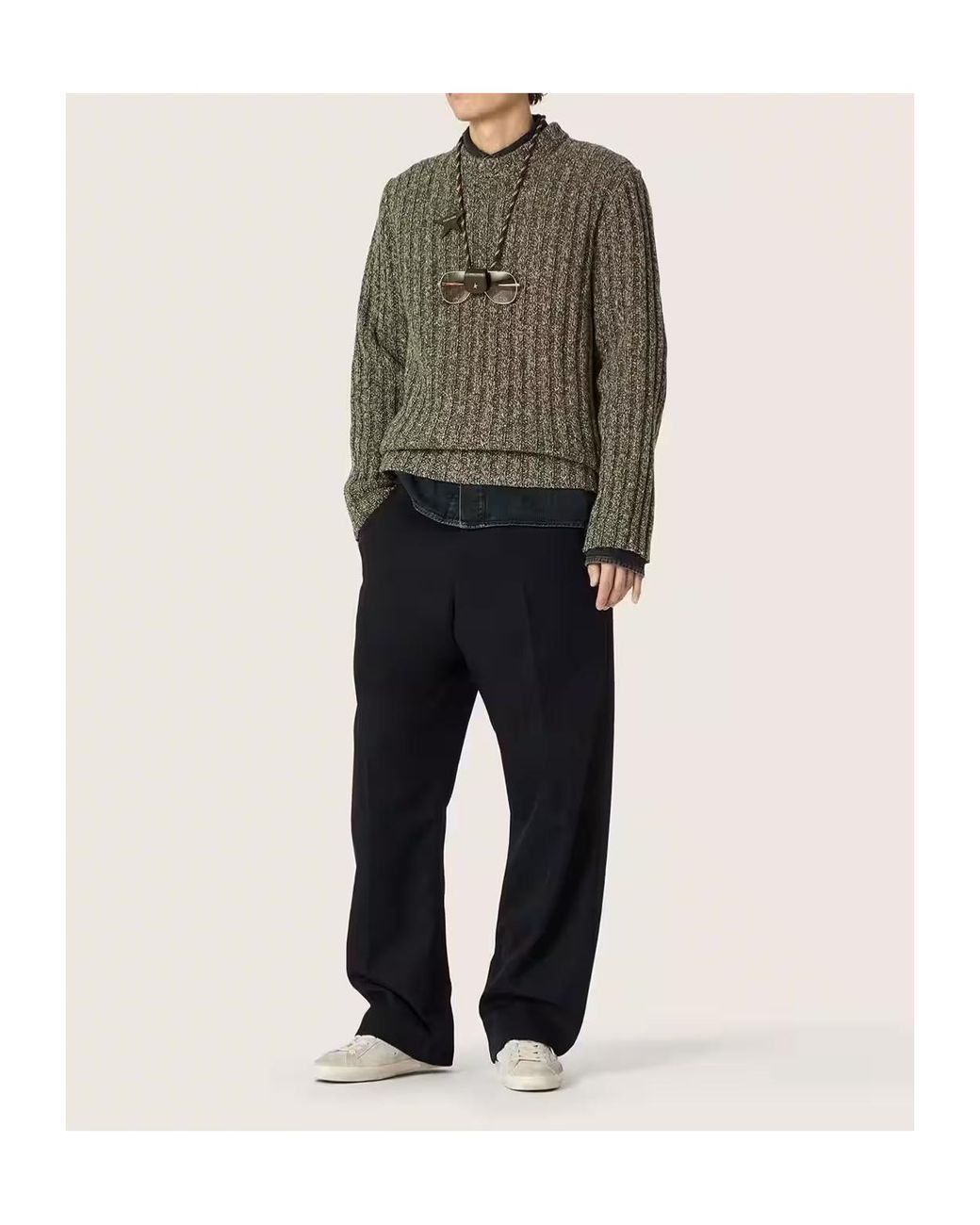 Golden Goose Deluxe Brand Green Logo Detailed Crewneck Knit Jumper for men