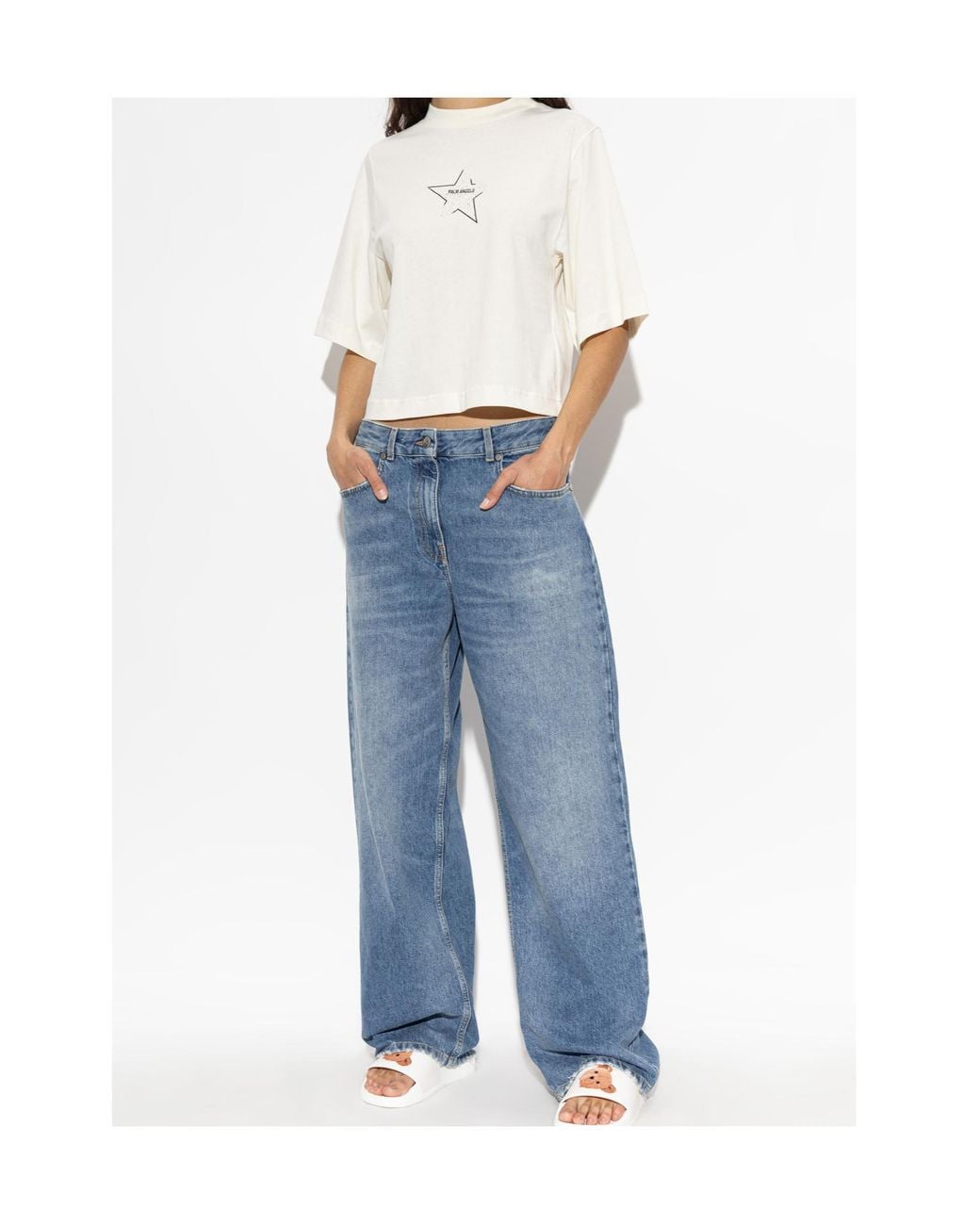 Palm Angels White Crew-Neck T-Shirt