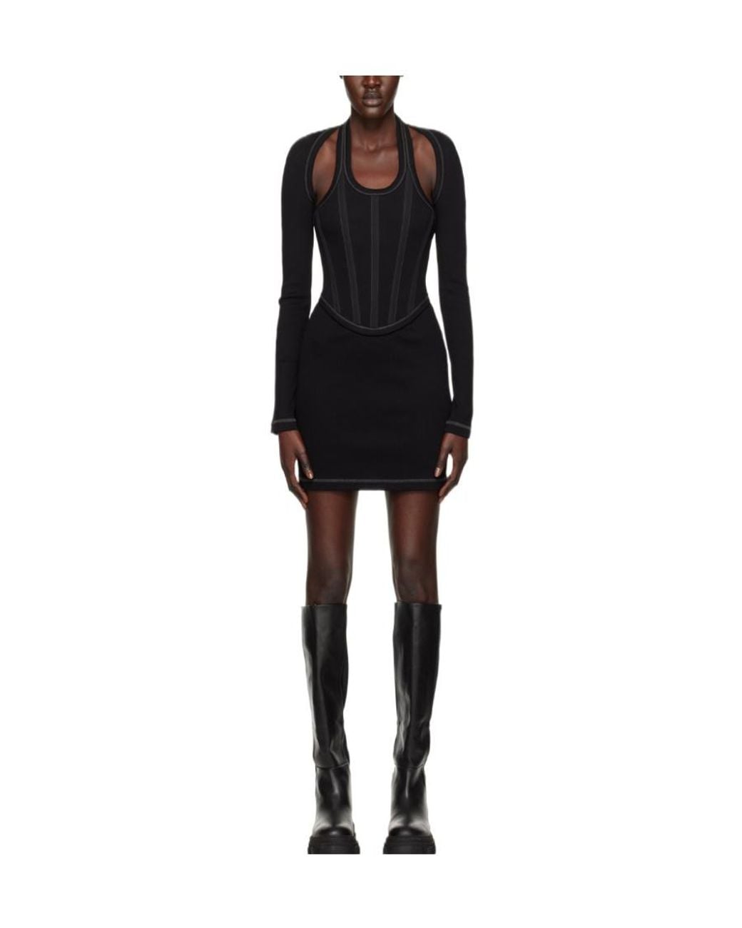 Dion Lee Black Modular Corset Dress