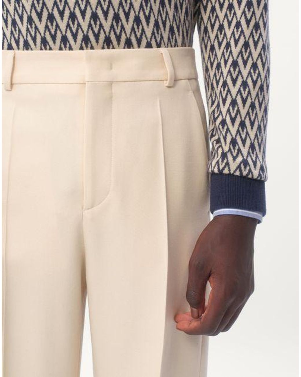 Valentino Natural Turn-Up Hem Wide Leg Trousers for men