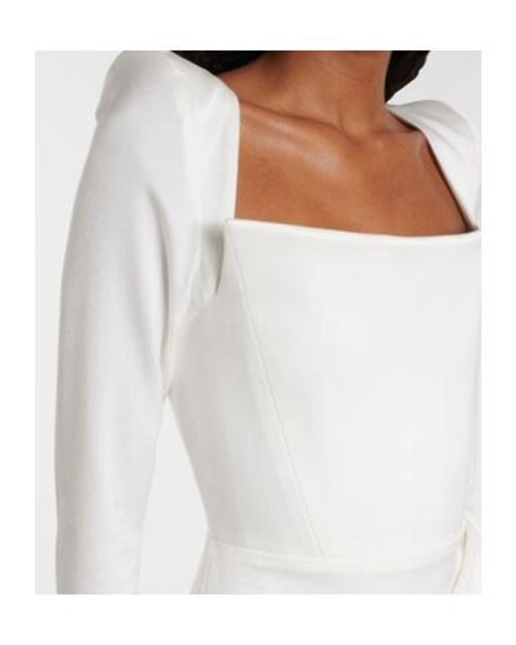 Alex Perry White Bridal Draped Crepe Satin Bustier Gown