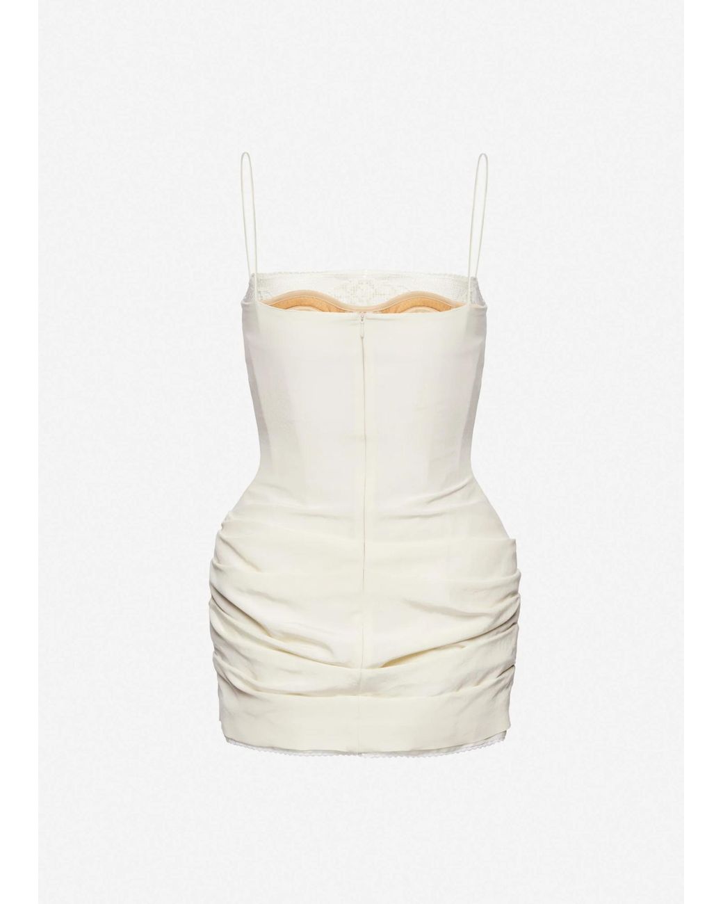 Magda Butrym White Draped Lace-Trim Mini Dress