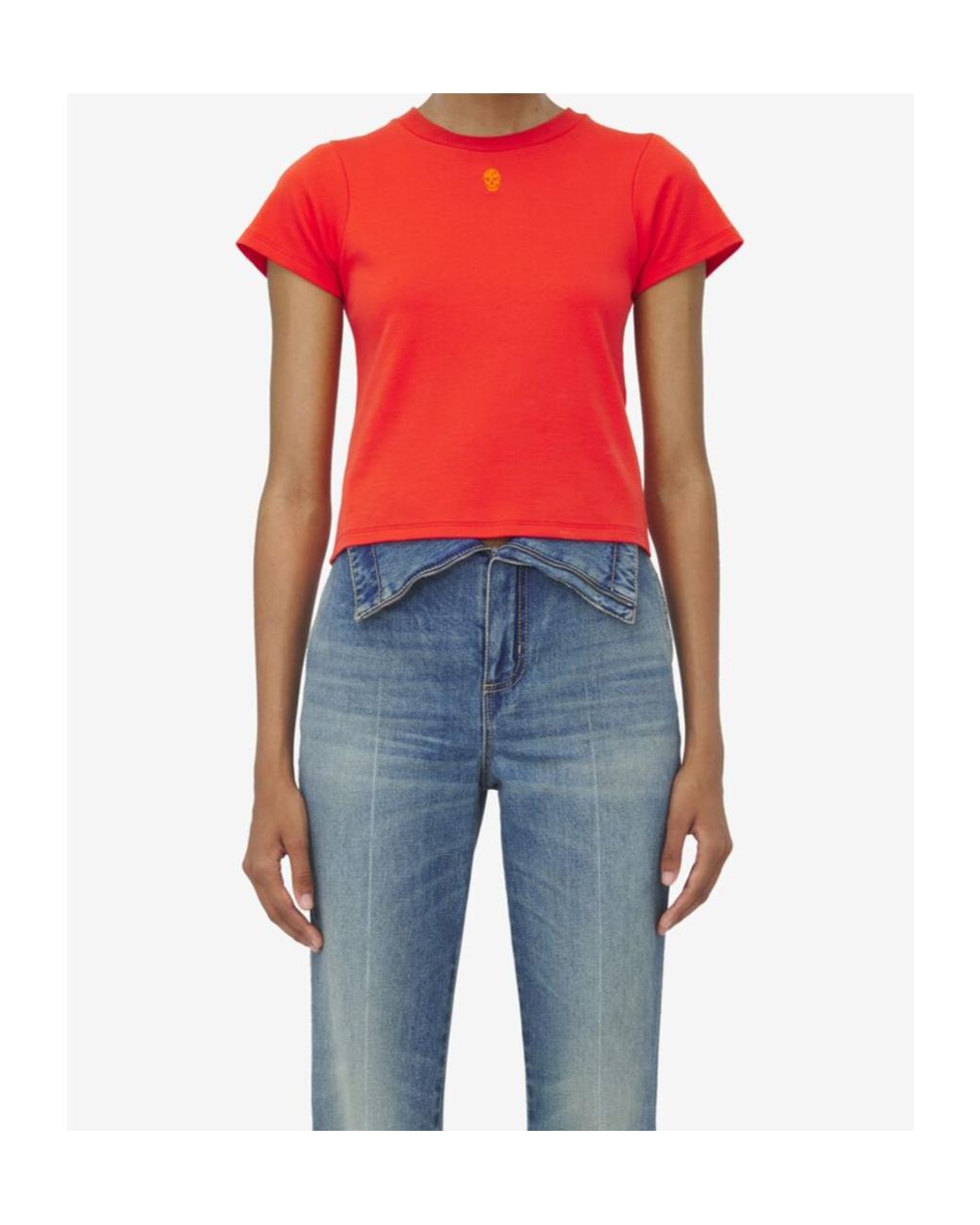McQueen Skull Embroidered Crewneck T-Shirt