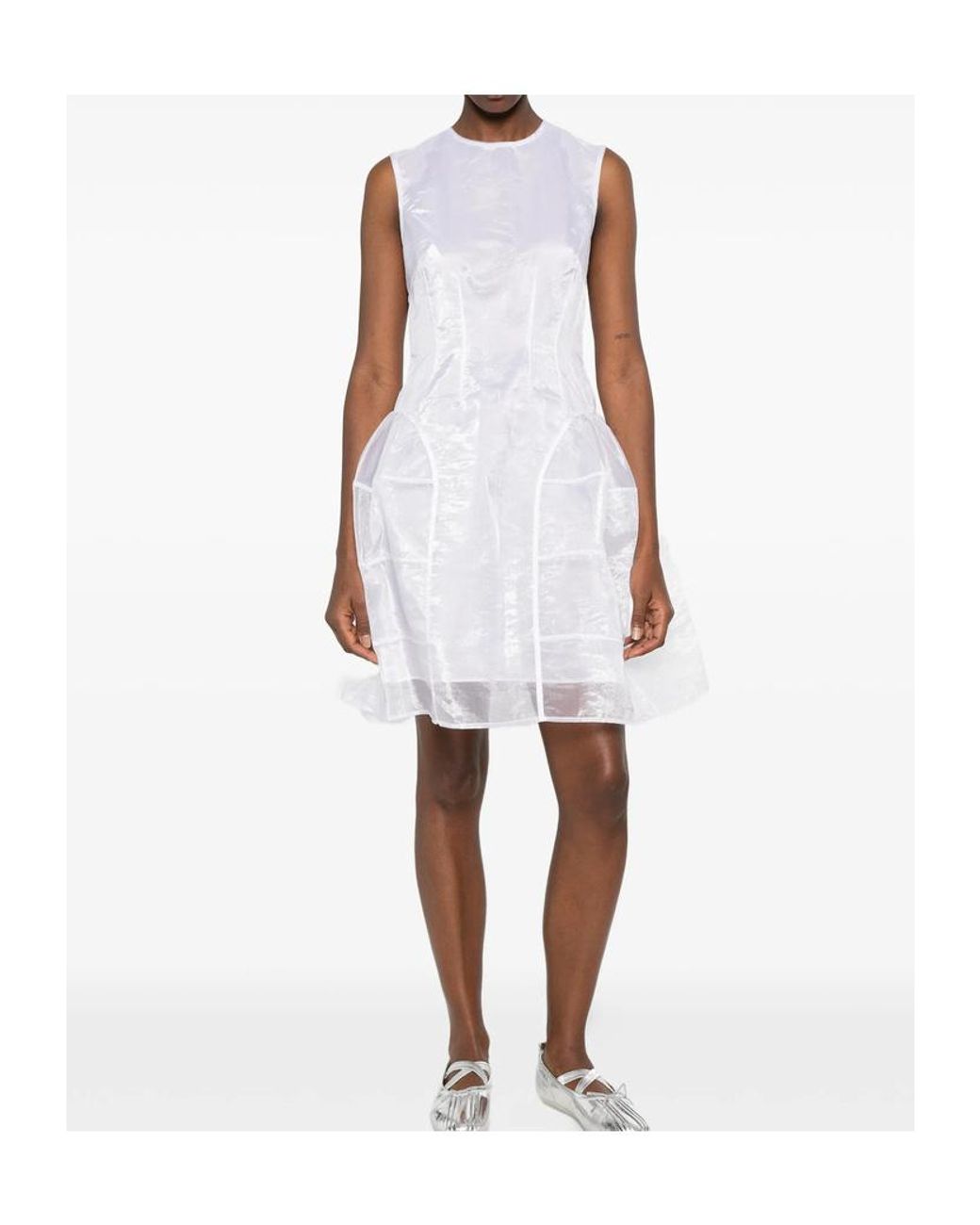 CECILIE BAHNSEN White Round-Neck Dress