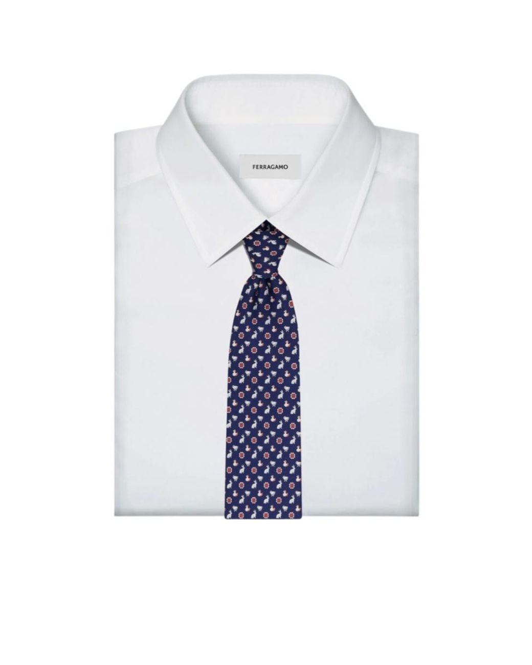 Ferragamo Blue Charms Print Silk Tie for men