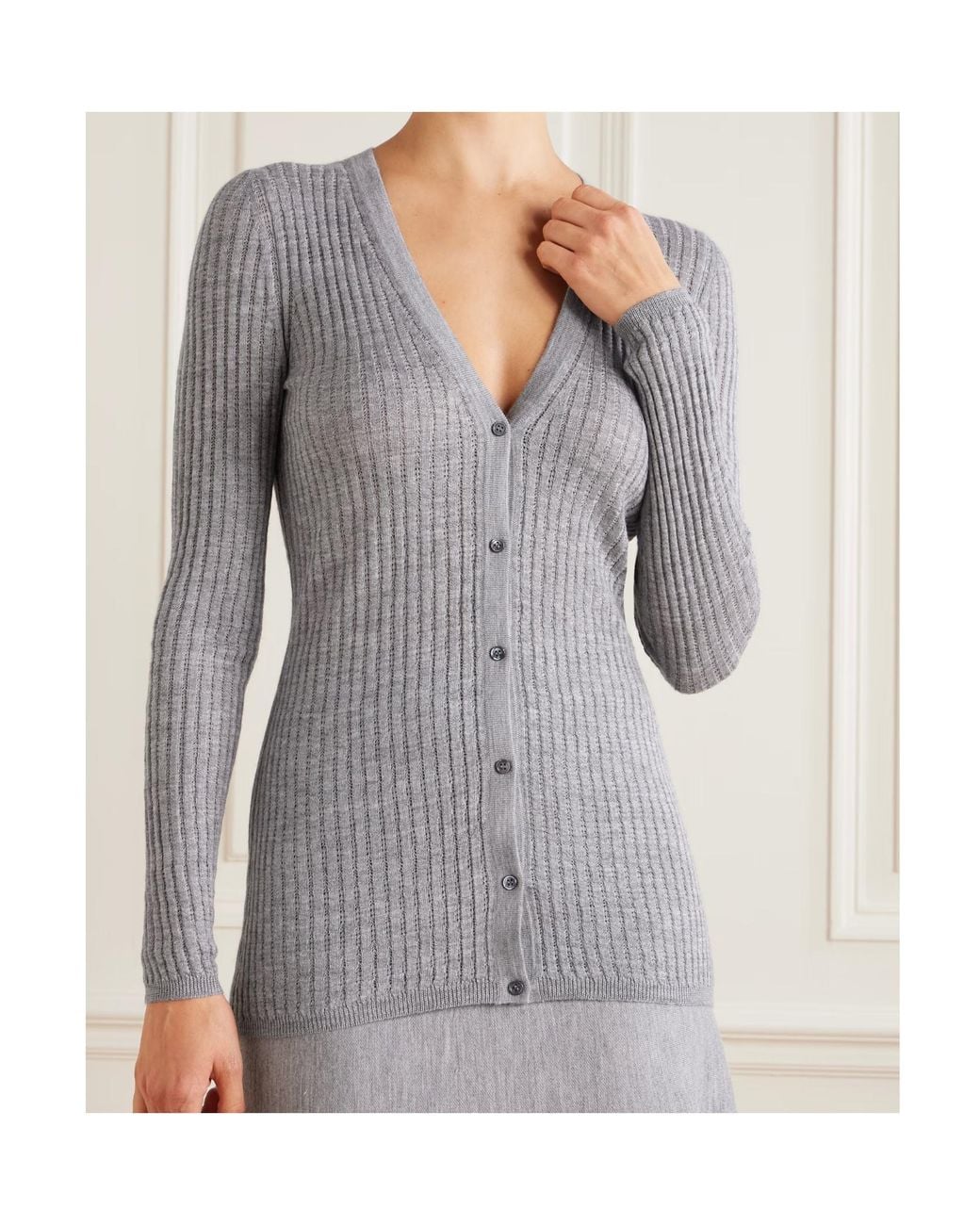 Gabriela Hearst Gray Long Sleeve Cardigan