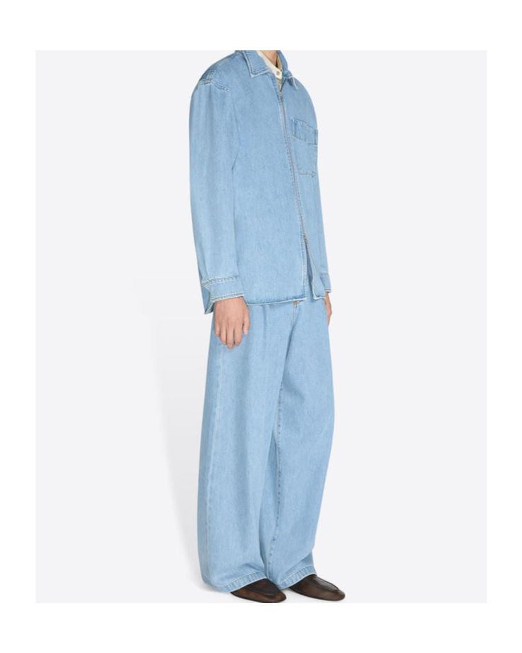 Dries Van Noten Blue Zipped Shirt for men