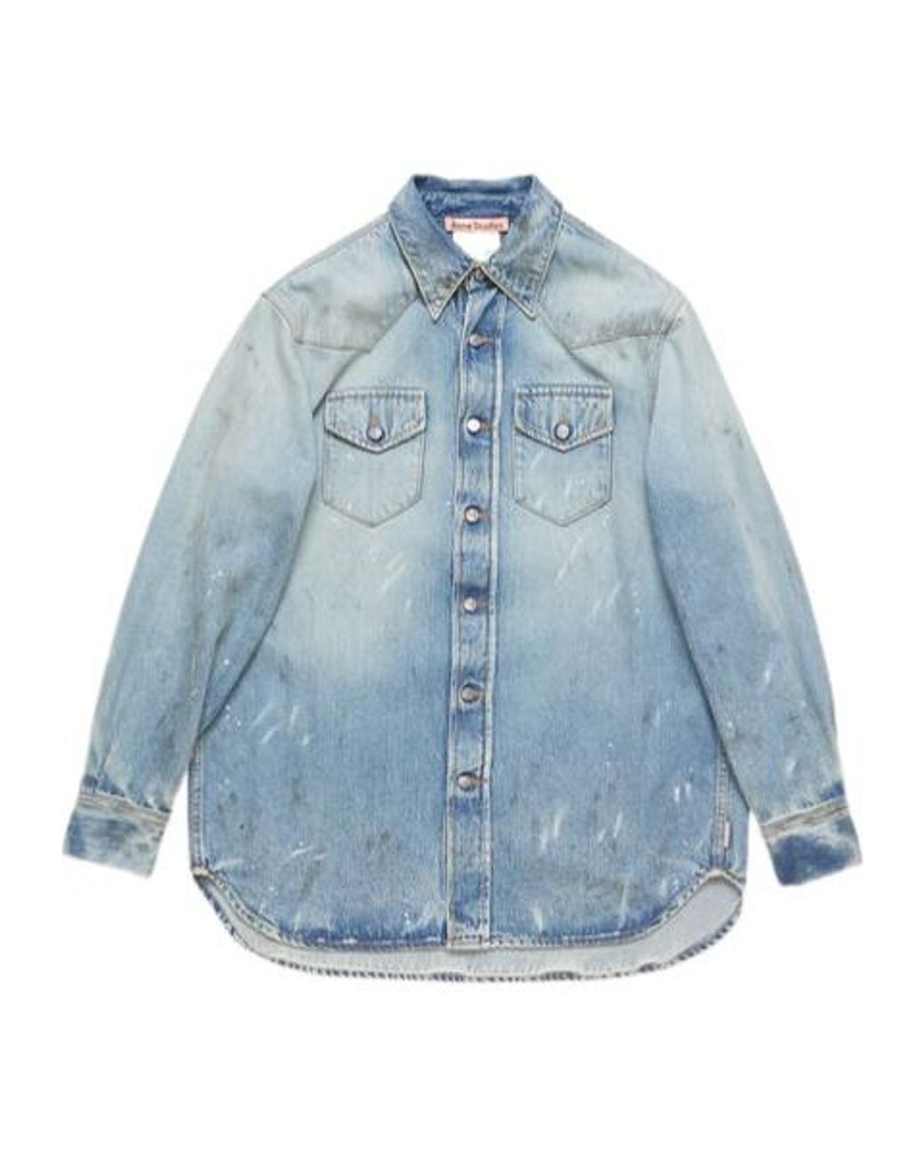Acne Blue Paint Printed Denim Shirt for men