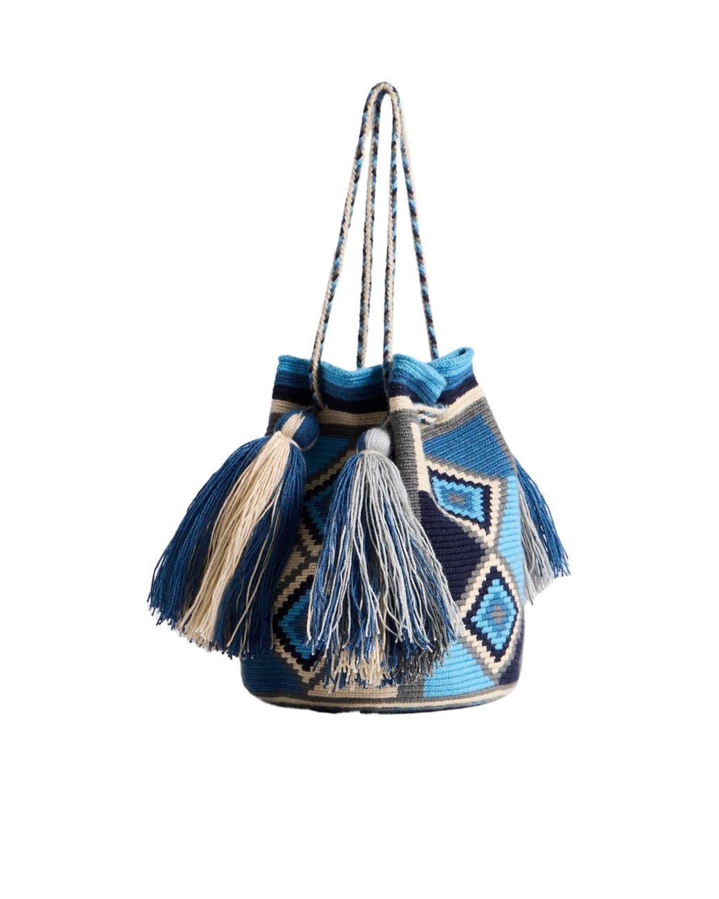 J.W. Anderson Blue Jw Anderson Wayuu Embroidered Bucket Bag