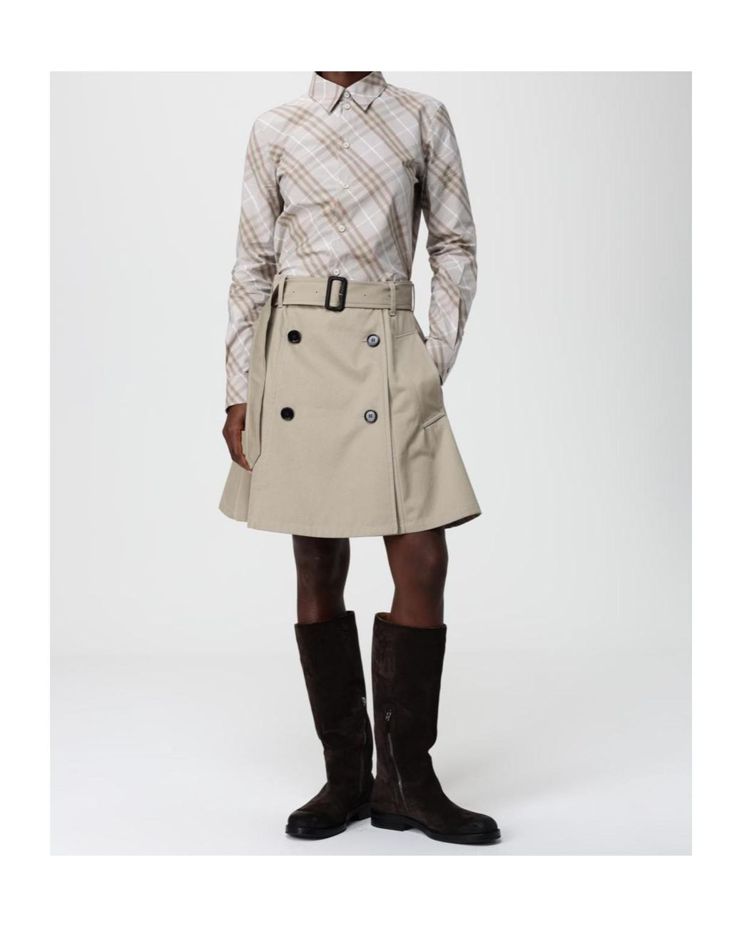 Burberry Natural Gabardine Trench Mini Skirt