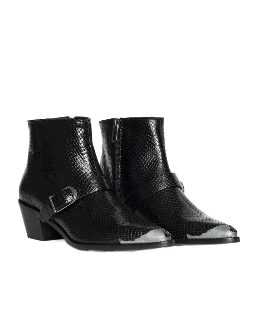 Zadig & Voltaire Black Tylow Wild Mirror Buckled Cowboy Boots