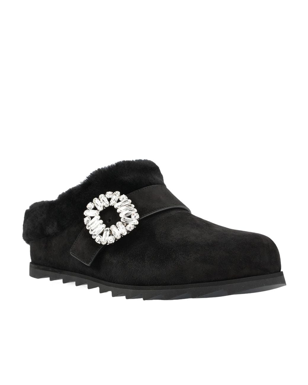 Roger Vivier Black Buckle Embellished Slippers