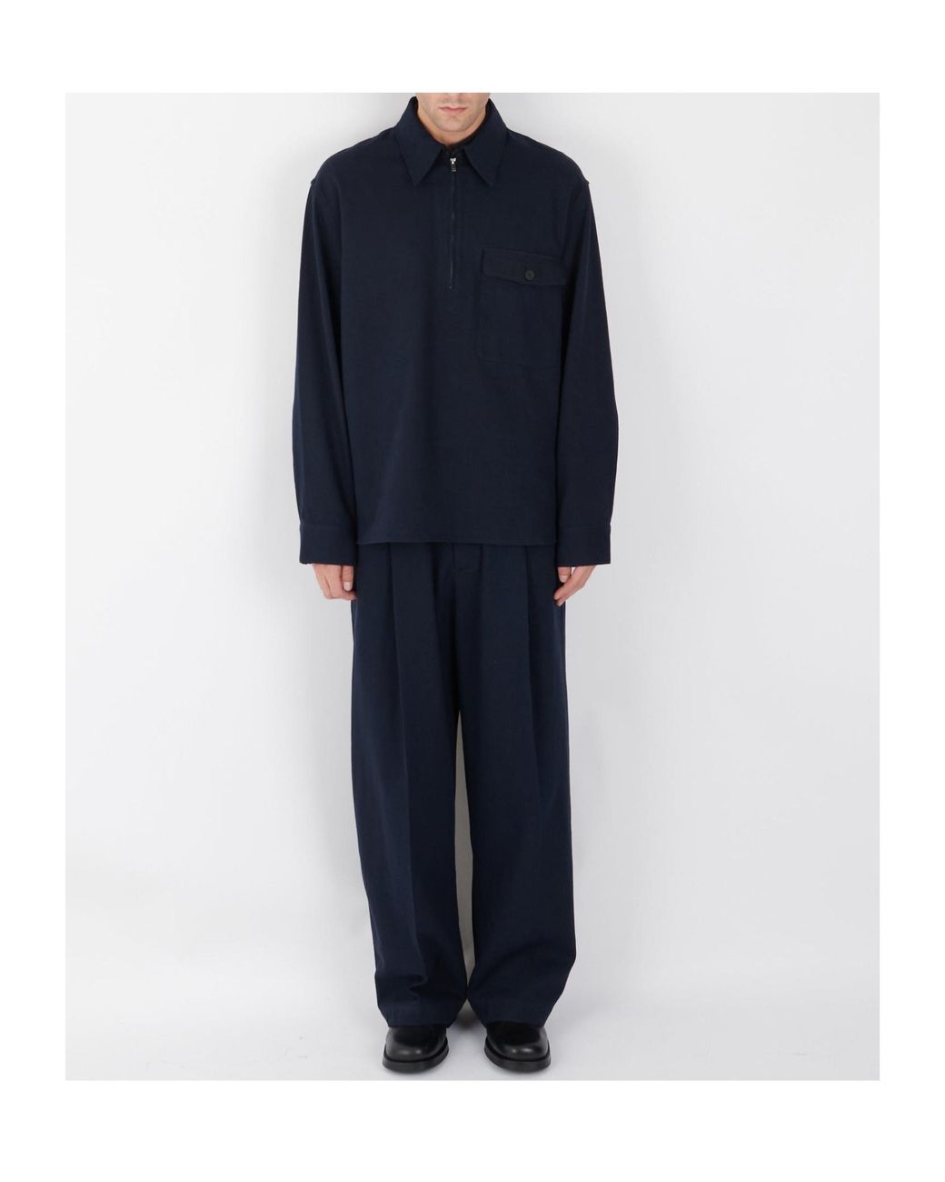 Studio Nicholson Blue Half-Zip Shirt for men