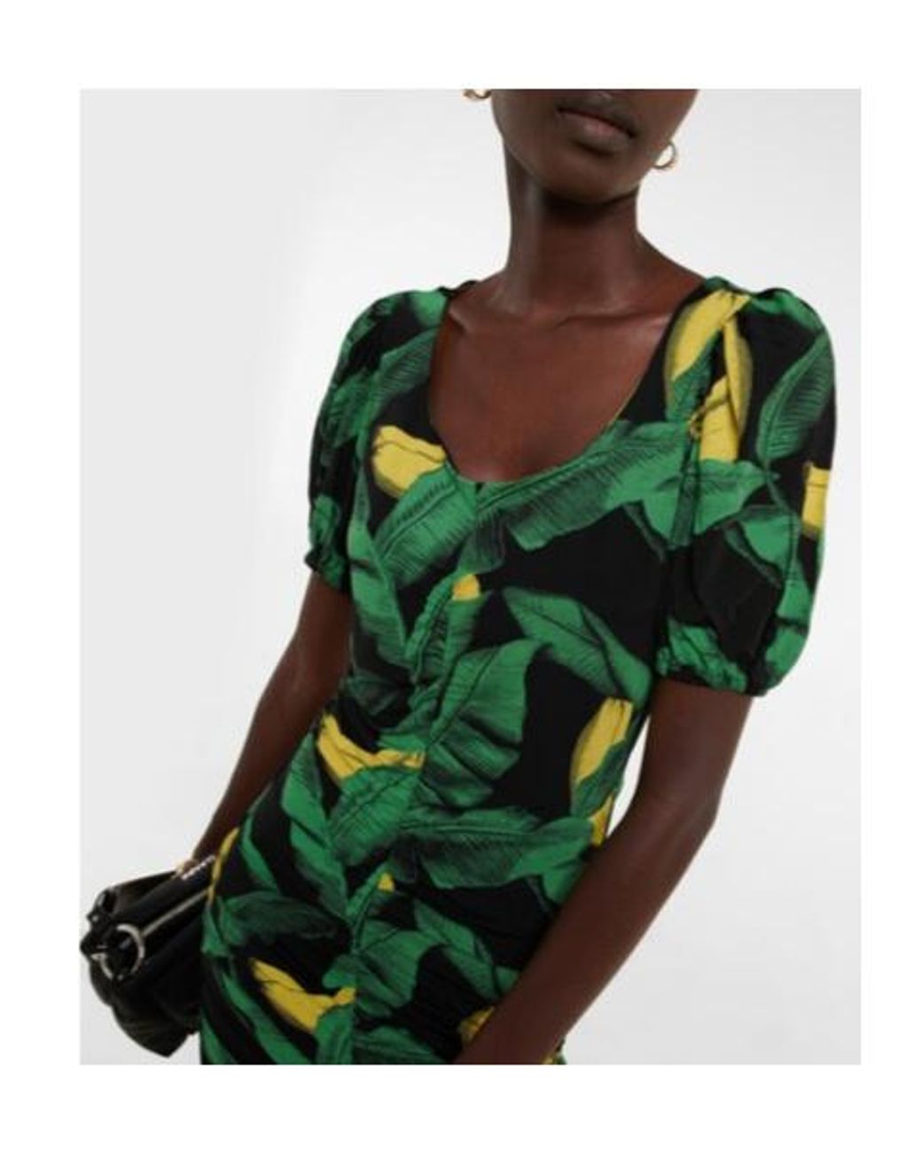 Ganni Green Tropical Print Dress