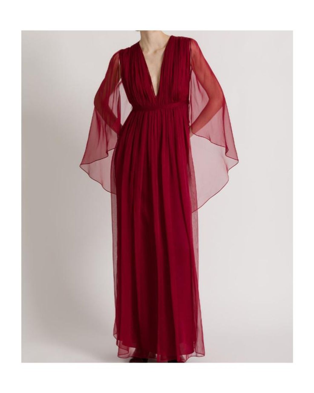 Alberta Ferretti Red Long Chiffon Dress