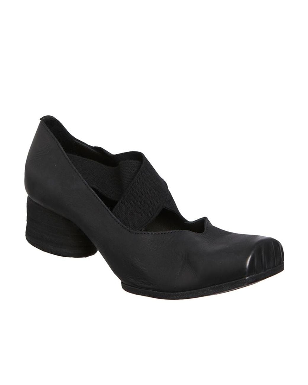 Uma Wang Black Ballerina Square Toe Elasticated Pumps