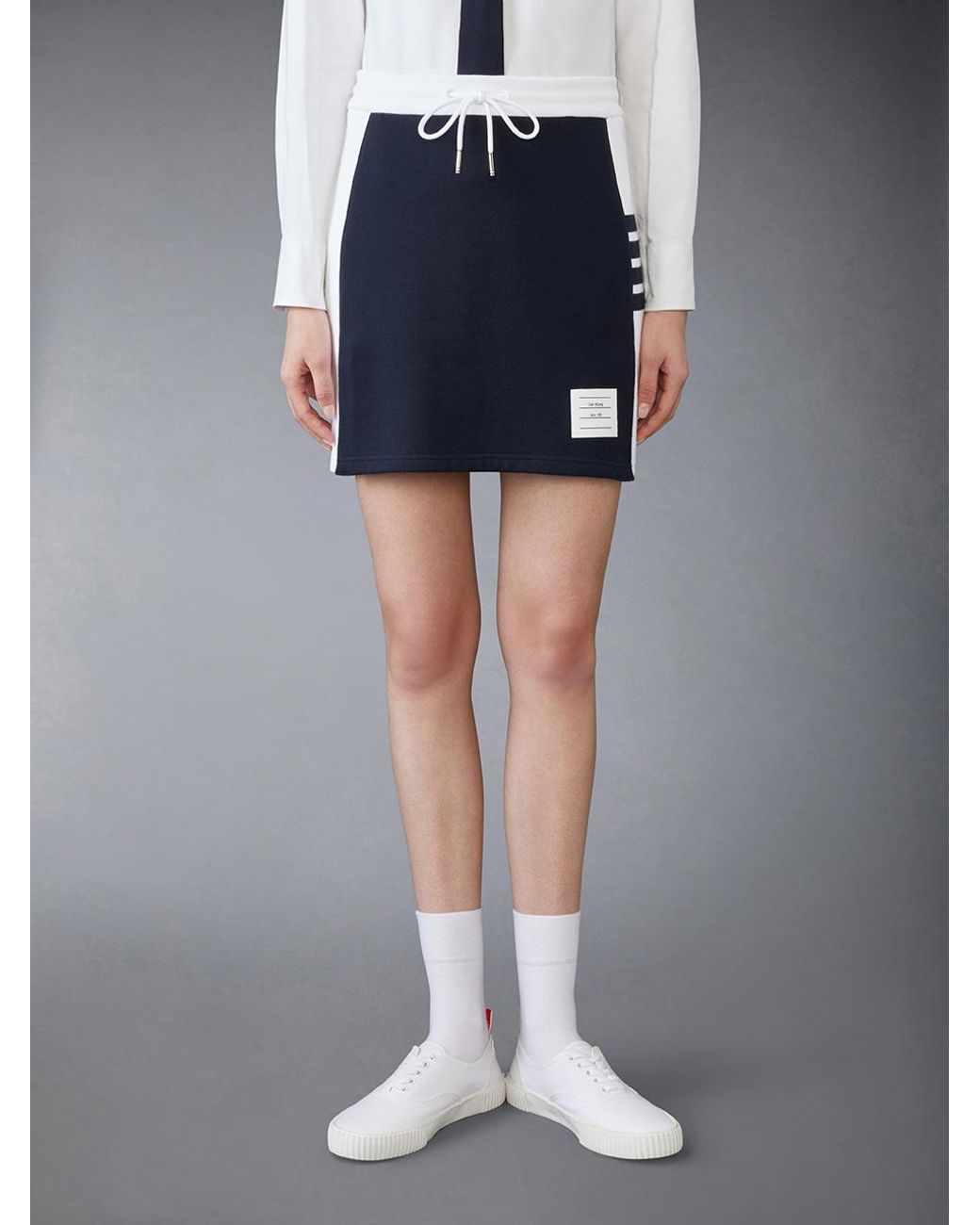 Thom Browne Blue Classic Four Stripe Knit Mini Skirt