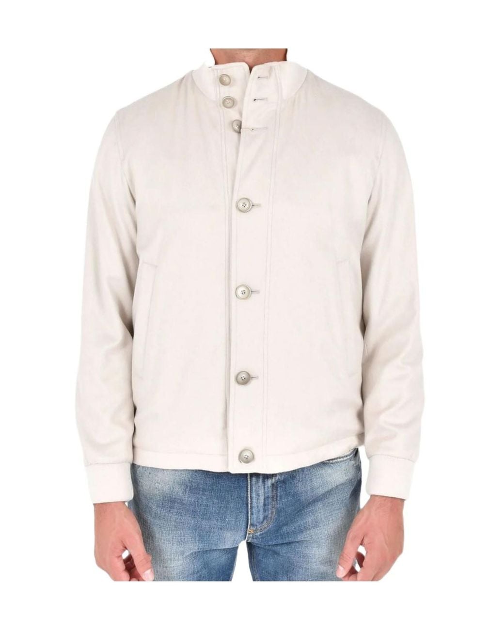 Herno White Long-Sleeved Bomber Jacket for men