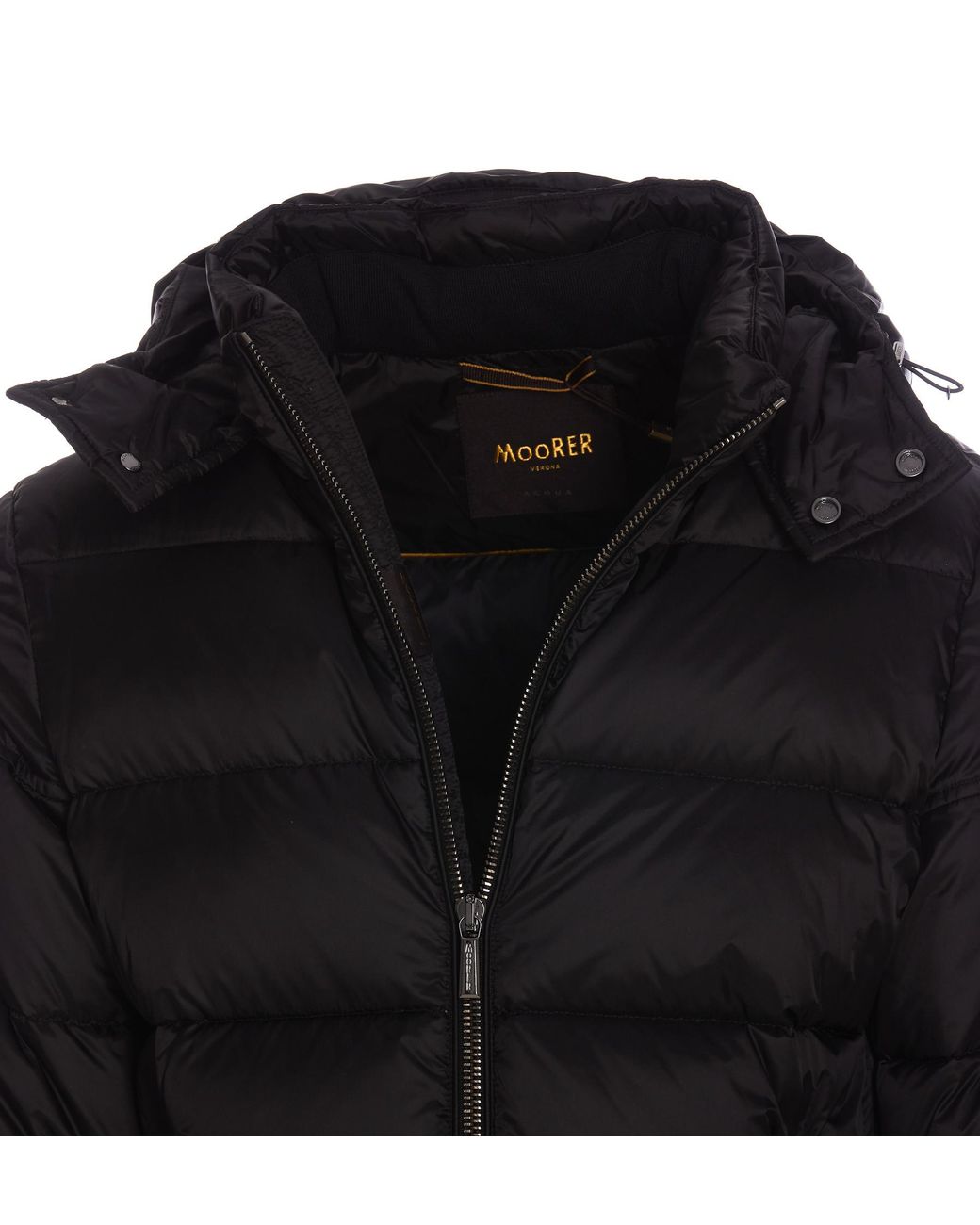 Moorer Black Brett-Sh Hooded Zipped Down Jacket for men