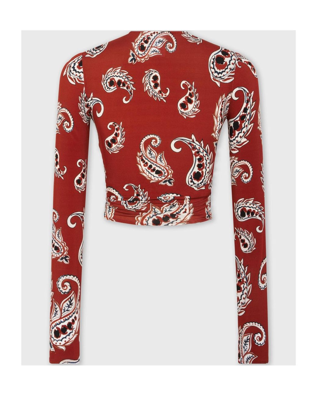 Rabanne Red Paisley-Print Cropped Top